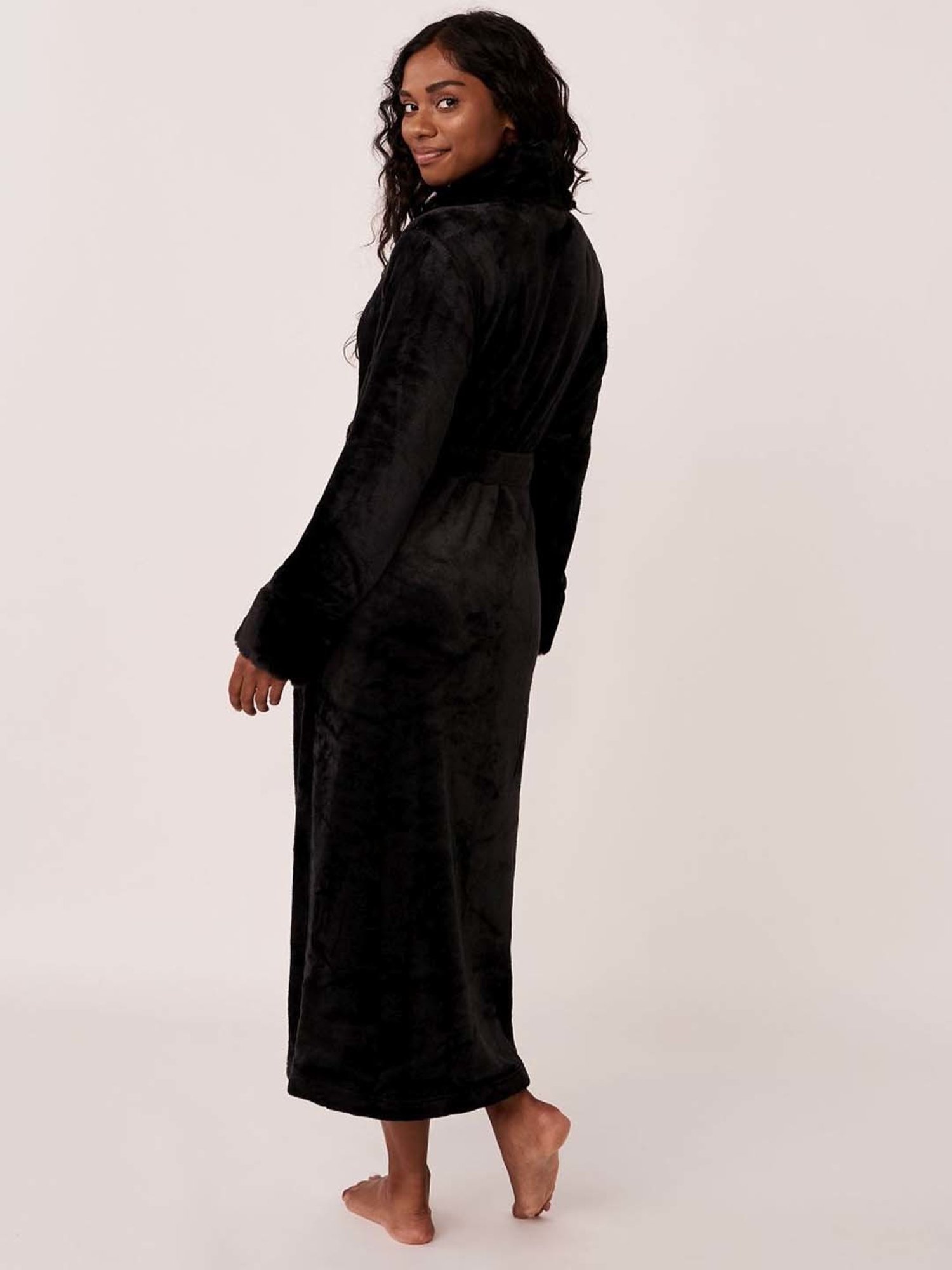 Satin dressing gown - Black - Ladies | H&M IN