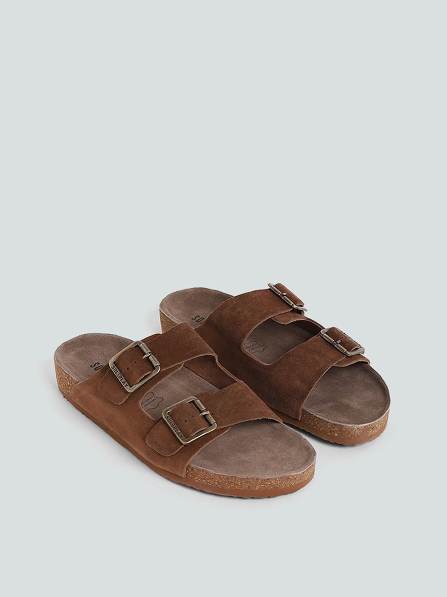 SPLIT SUEDE LEATHER SANDALS WITH STRAPS - Dark brown | ZARA India