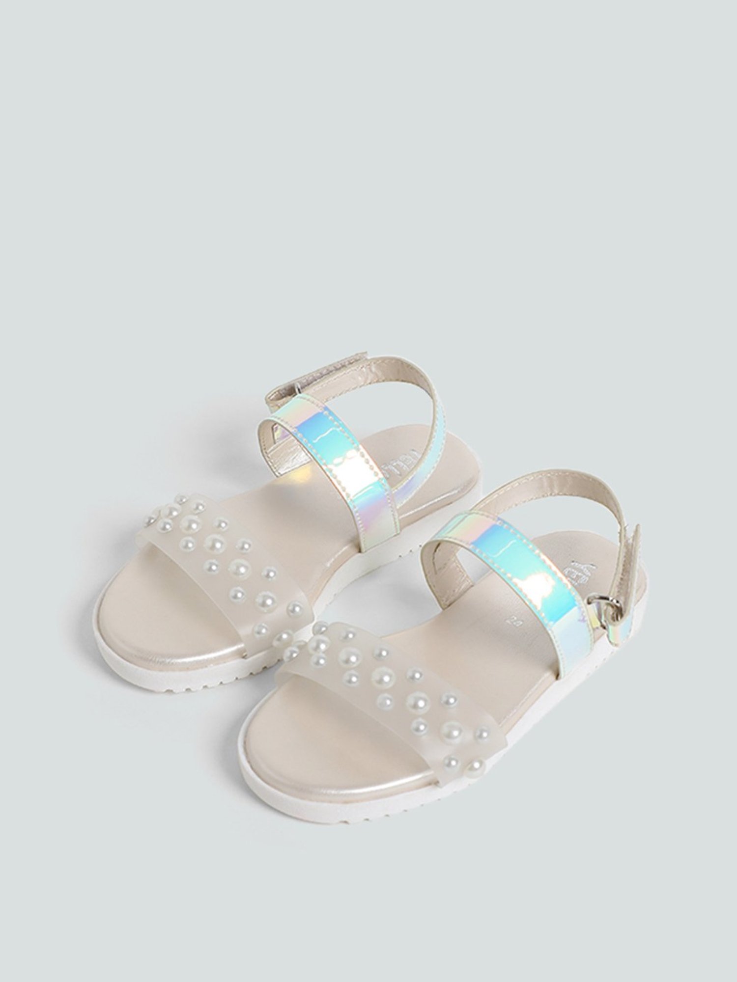 Yellow by Westside Pearl Sequin Detail Silver Sandals