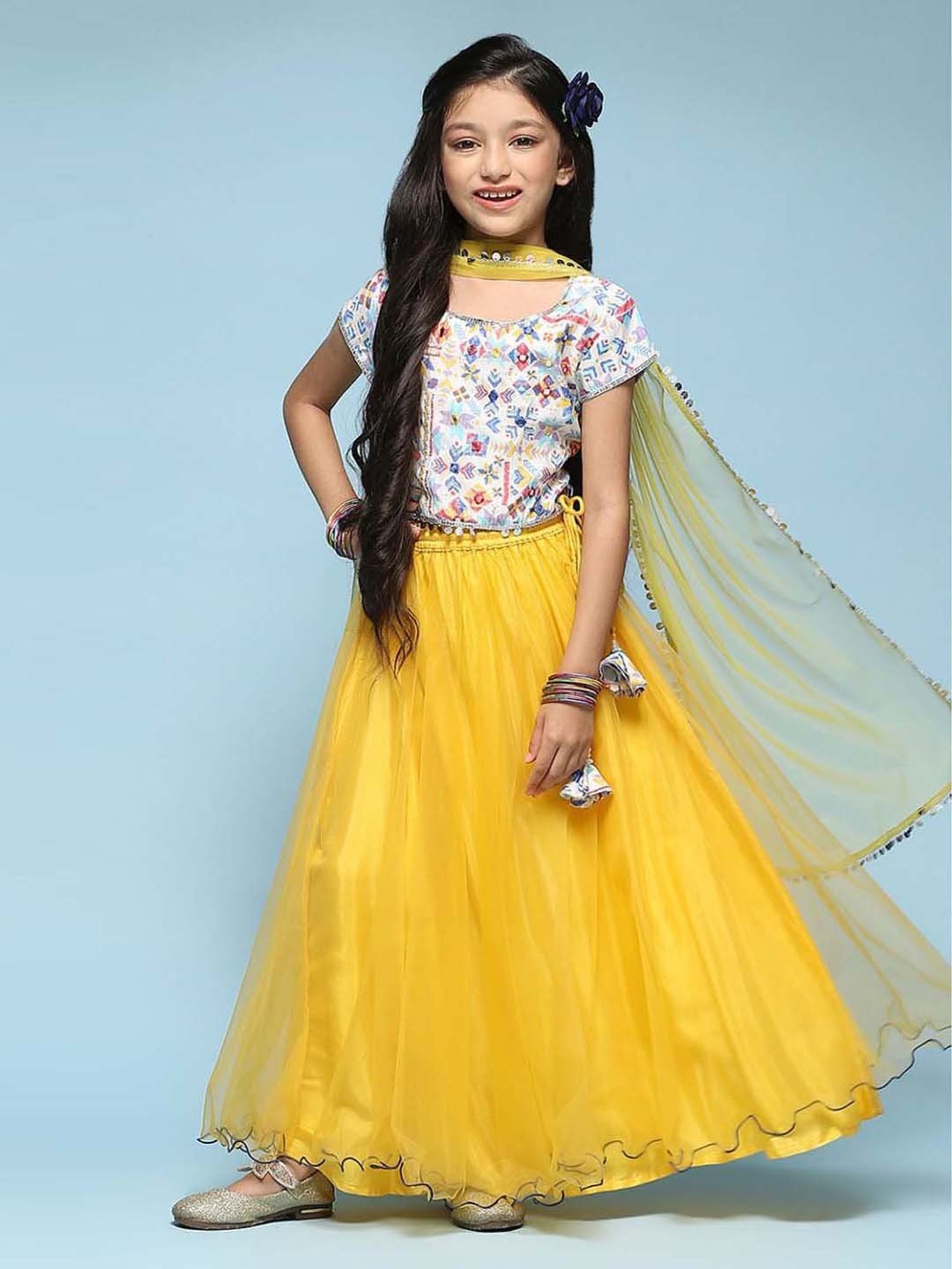 Yellow Girls Lehenga - Buy Kids Party Wear Lehenga Online