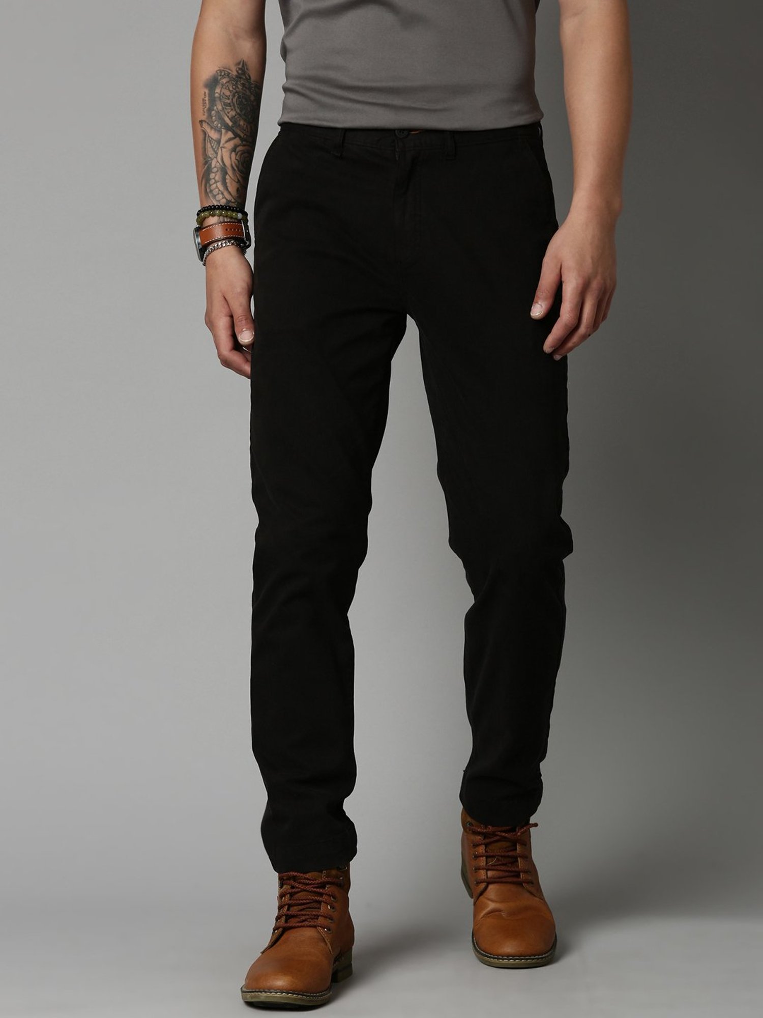 Buy Breakbounce Grey Street Smart Chino Trousers - Trousers for Men 1312713  | Myntra