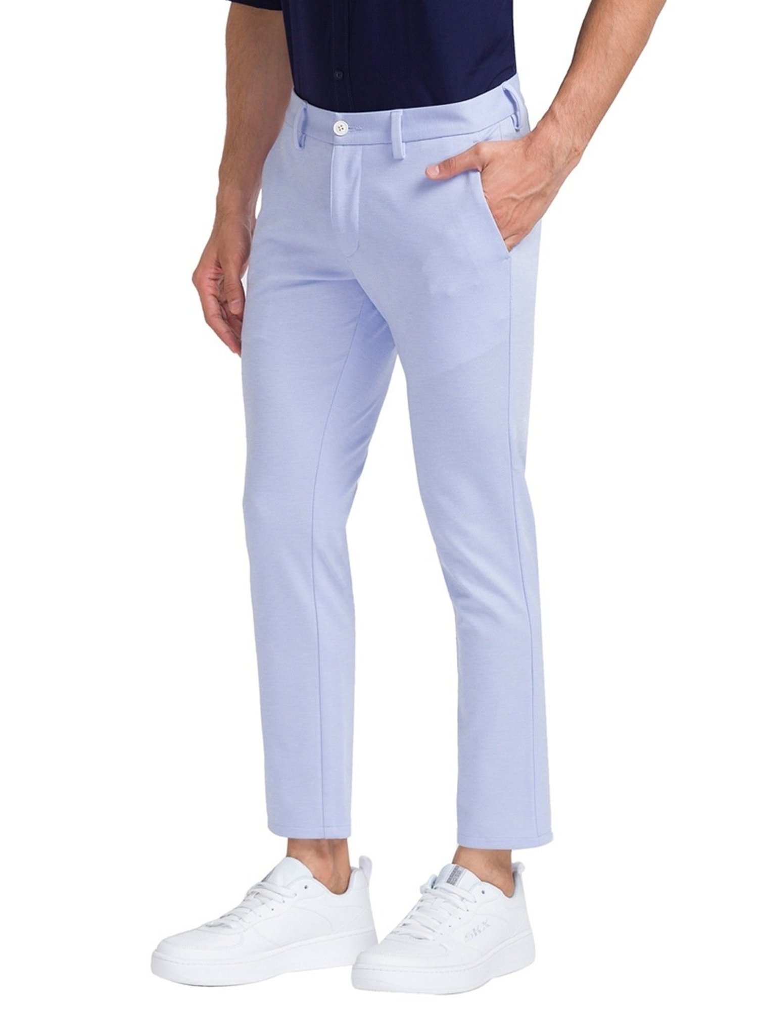 Buy Parx Men Green Self Design Cotton Blend Flat-Front Pants Online at Best  Prices in India - JioMart.