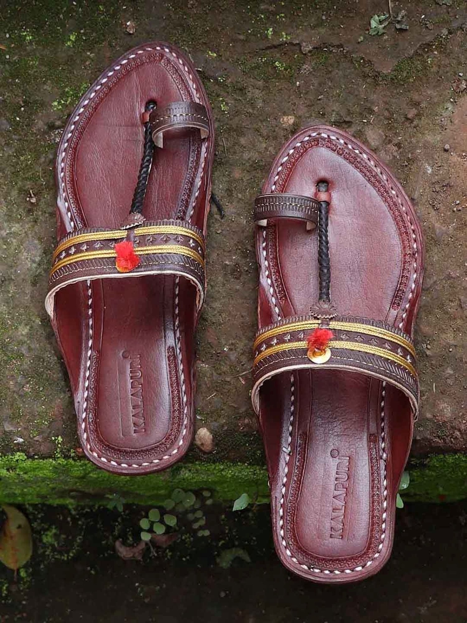 STEPFOX Leather Kolhapuri Chappals for Men-Stylish & Comfortable Handmade  Ethnic Slipper,Unique designs-Antiskid Flat Chappal(Brown, 7) : Amazon.in:  Shoes & Handbags