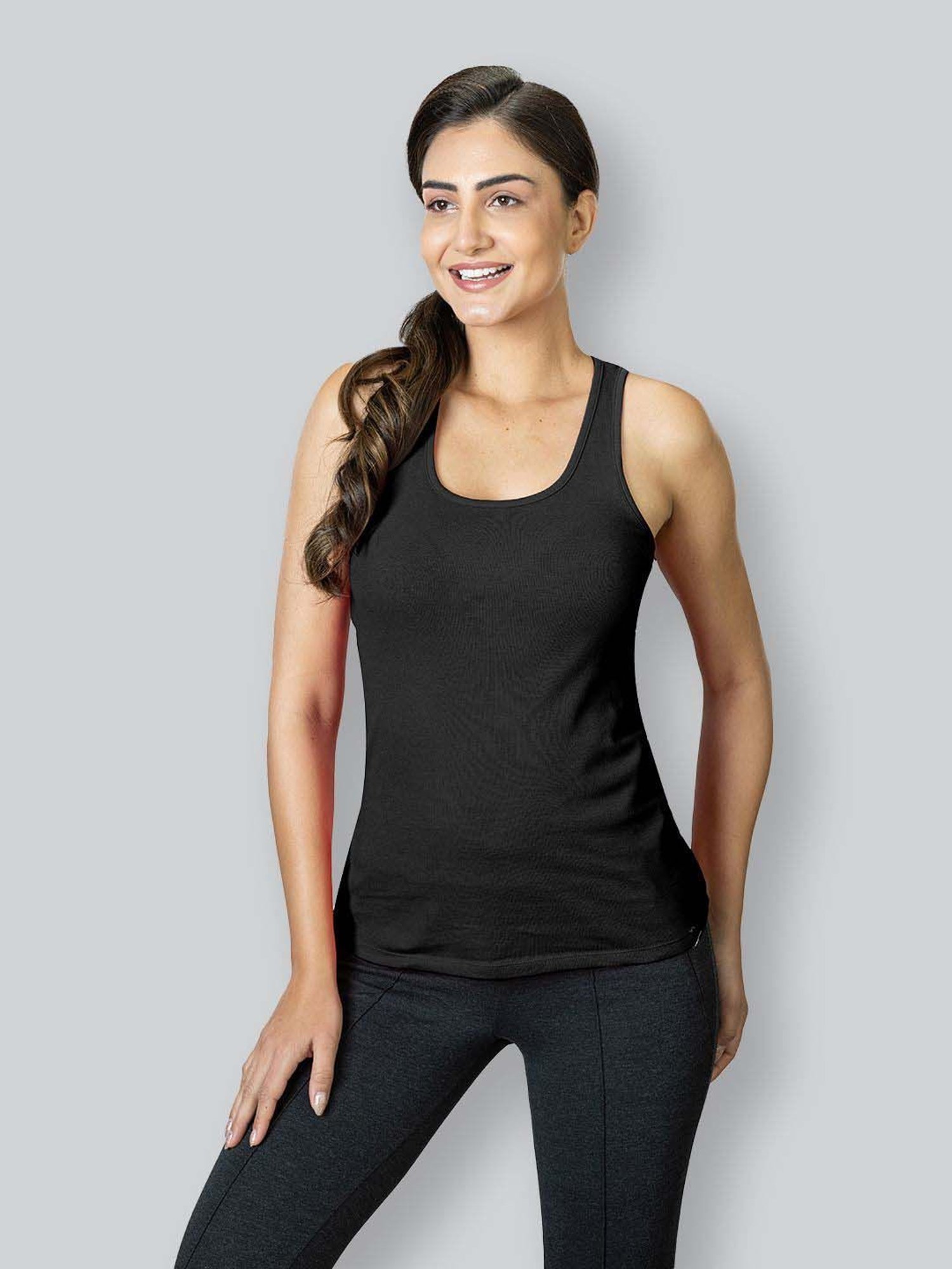 Buy Lyra Black Cotton Plain Tank Top for Women Online @ Tata CLiQ