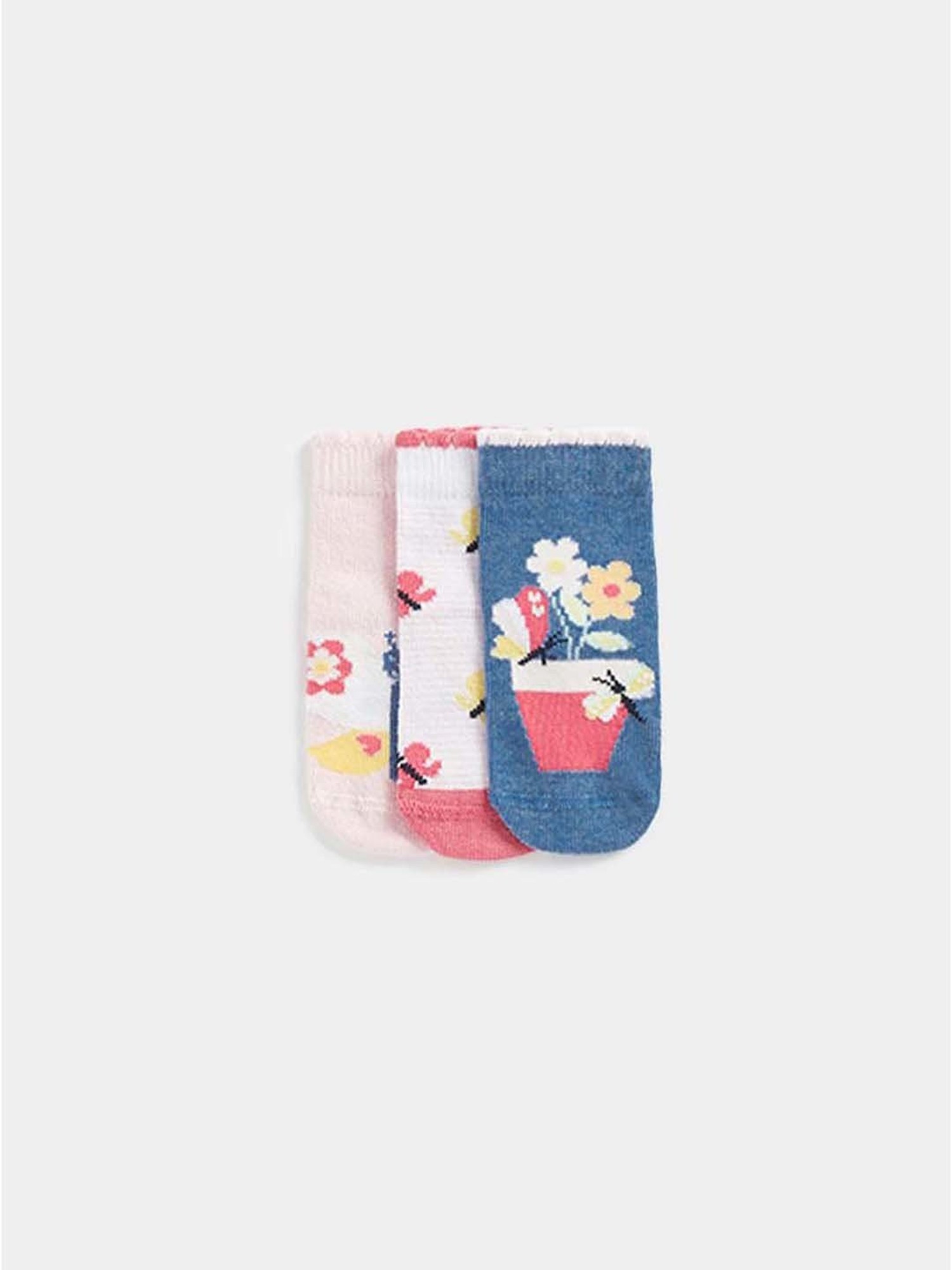 Mothercare Kids Multicolor Cotton Floral Print Socks (Pack of 3)