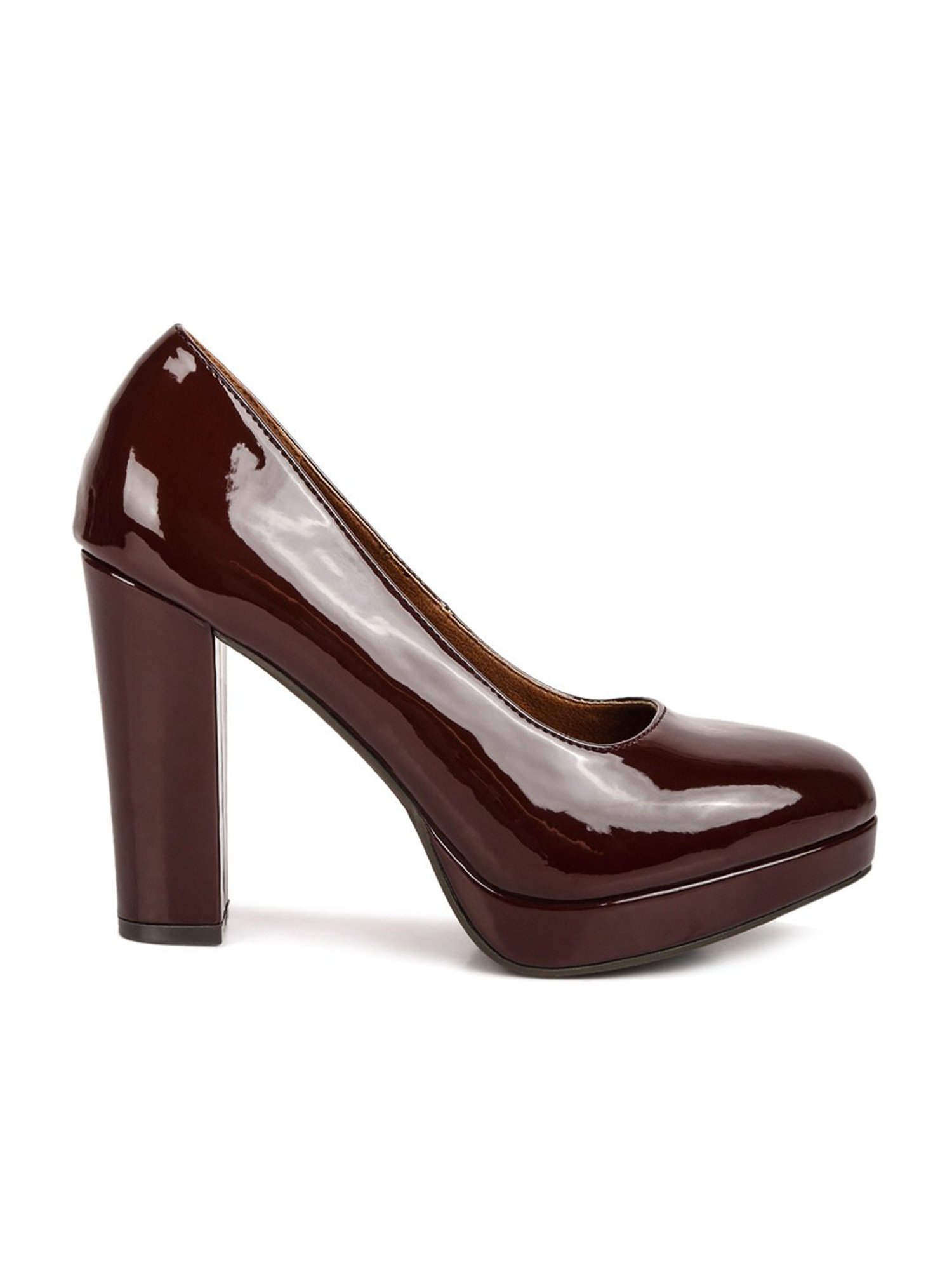 Burgundy block heel online pumps