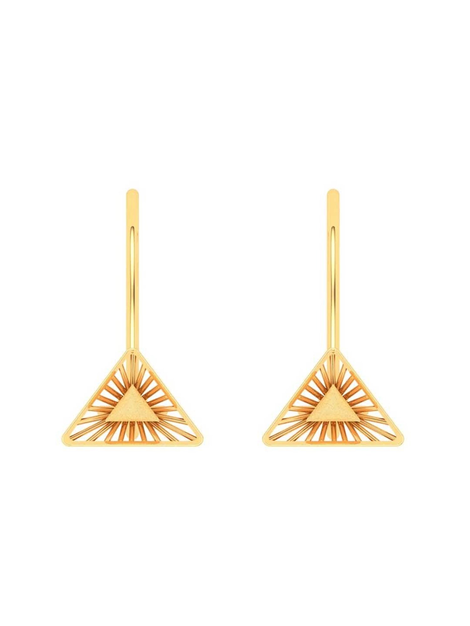 Triangle Cut Diamond Stud Earrings 14K Yellow Gold