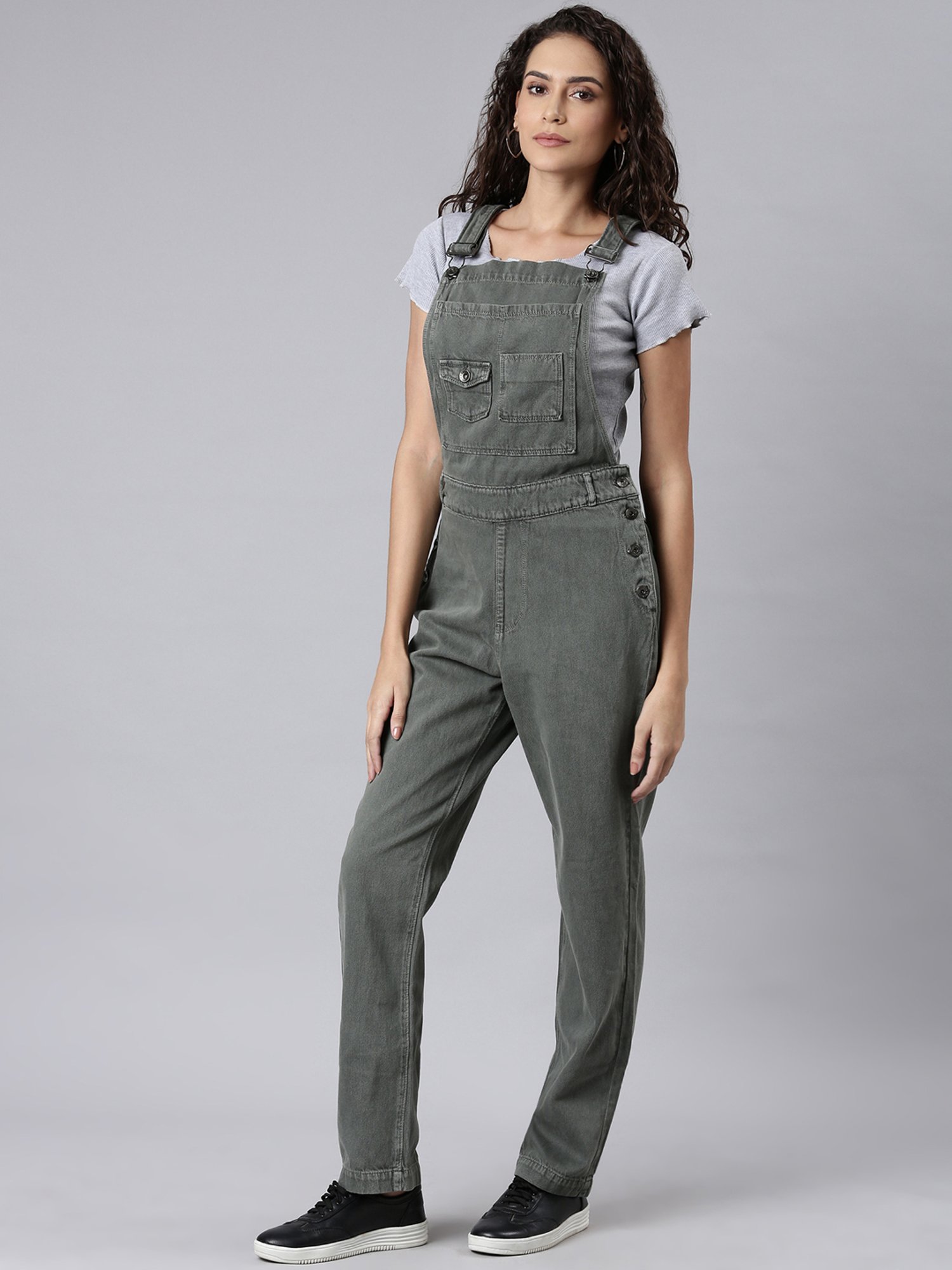 Grey hot sale denim dungarees