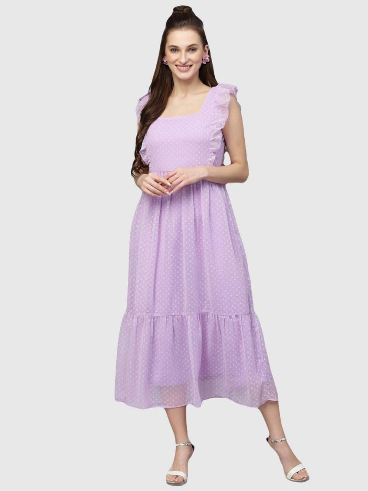 Plain lavender Net One Piece Dress, 3/4th Sleeves, Casual Wear at Rs 590/ piece in Indore