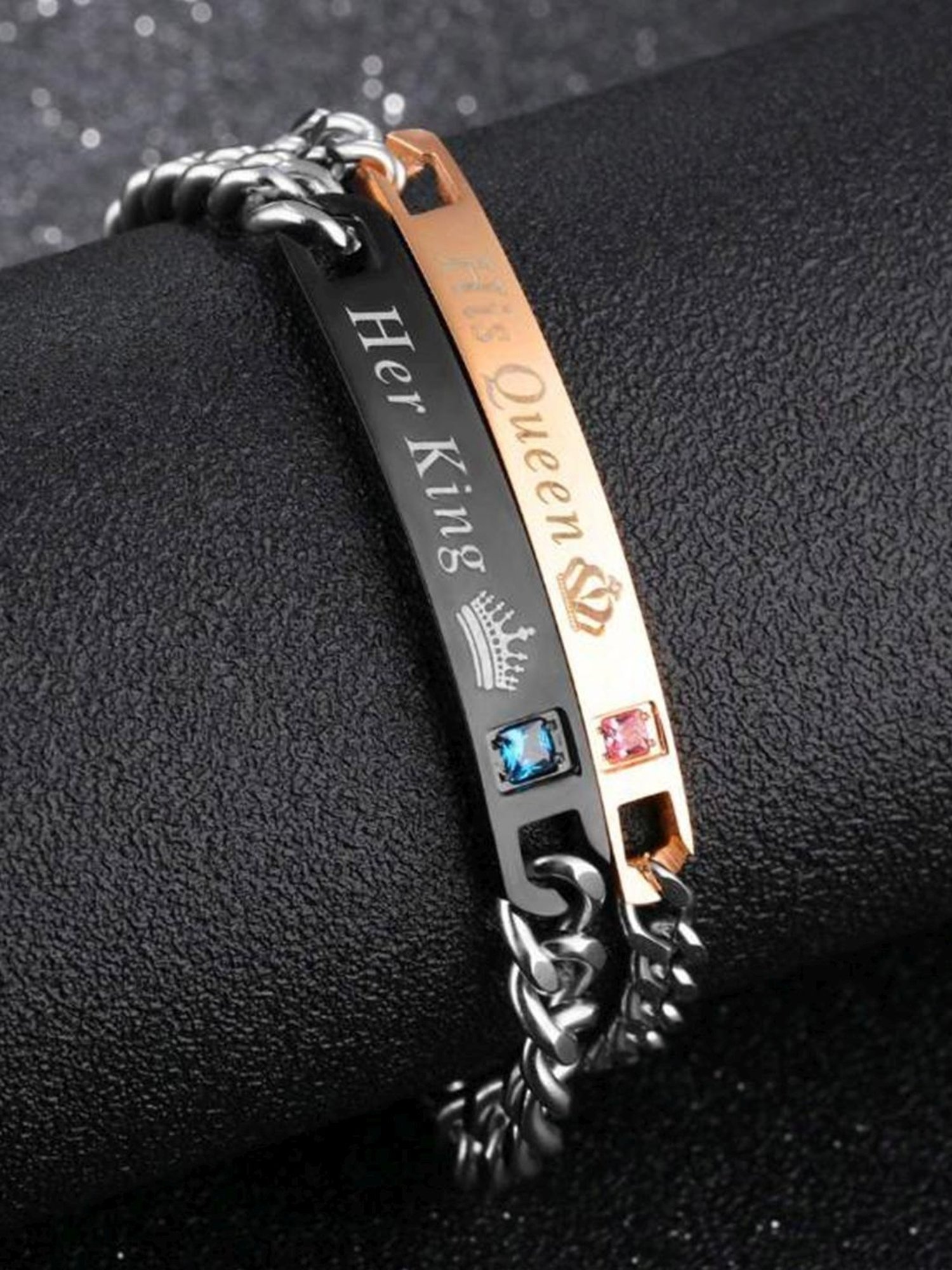 King & Queen Couple Bracelets - Family - To My Fianceé - I Can't Wait -  Gifts Holder