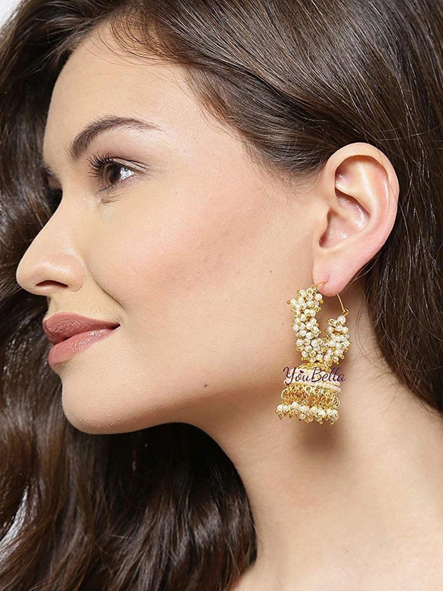 Buy YouBella Women Jewellery Crystal Gold Plated Dangler White Earrings for  Girl's and Women's Online at Best Prices in India - JioMart.