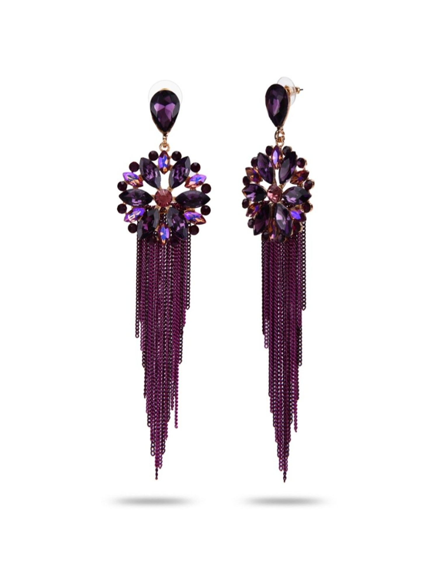 AkoaDa 1 Pair Women Charm Fashion Feather Earrings Tassel Ear Earrings  Bohemian Style Feather Long Tassel Earrings(Dark Purple) - Walmart.com