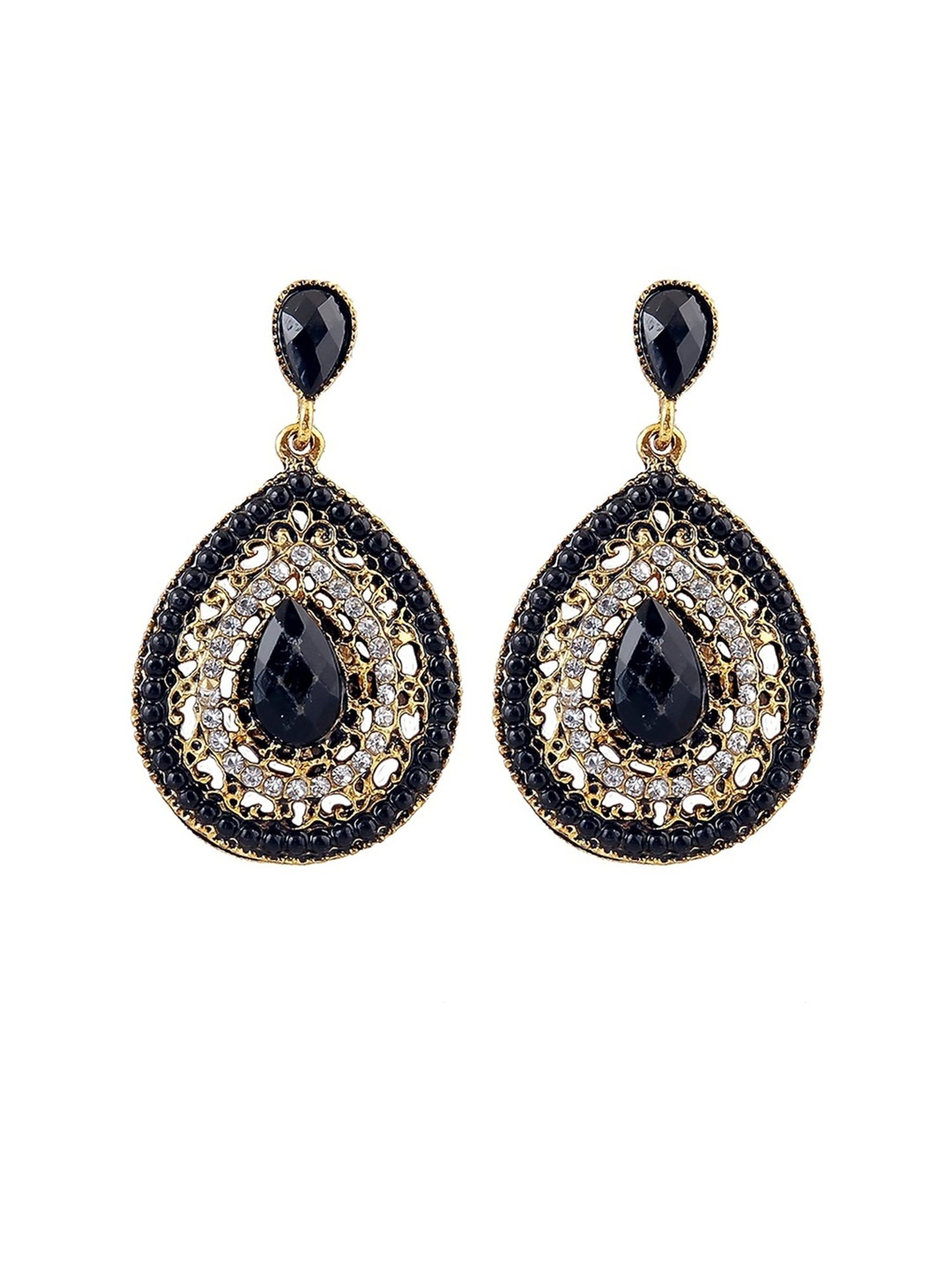 Black Pear Drop Glitter Drop Earring - Got2Get