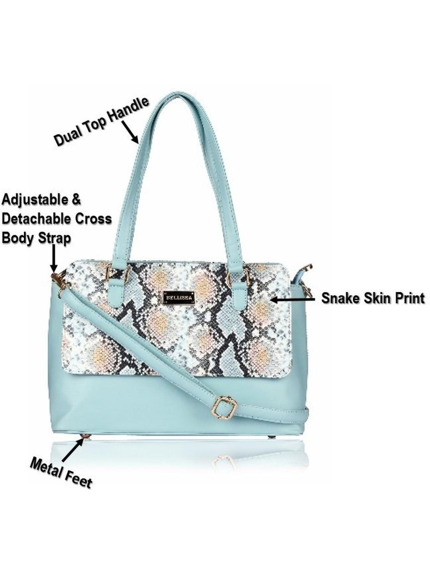 Buy Bellissa Blue Textured Medium Snakeskin Handbag Online At Best Price @  Tata CLiQ