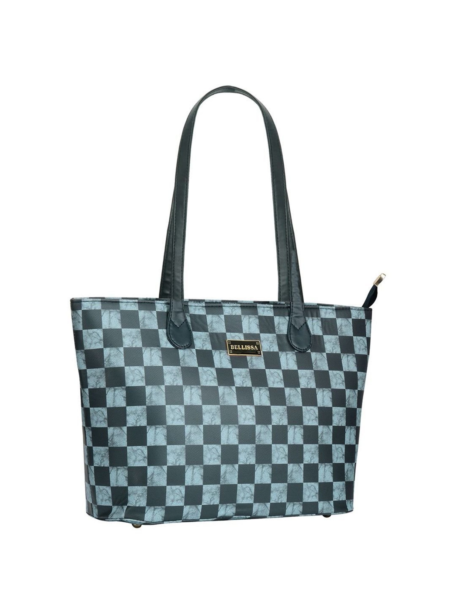 Bellissa Blue Checks Medium Mini Box Shoulder Handbag