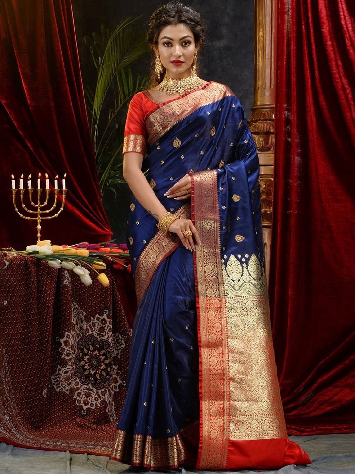 Buy Banarasi Silk Works Black Woven Saree With Unstitched Blouse for Women  Online @ Tata CLiQ