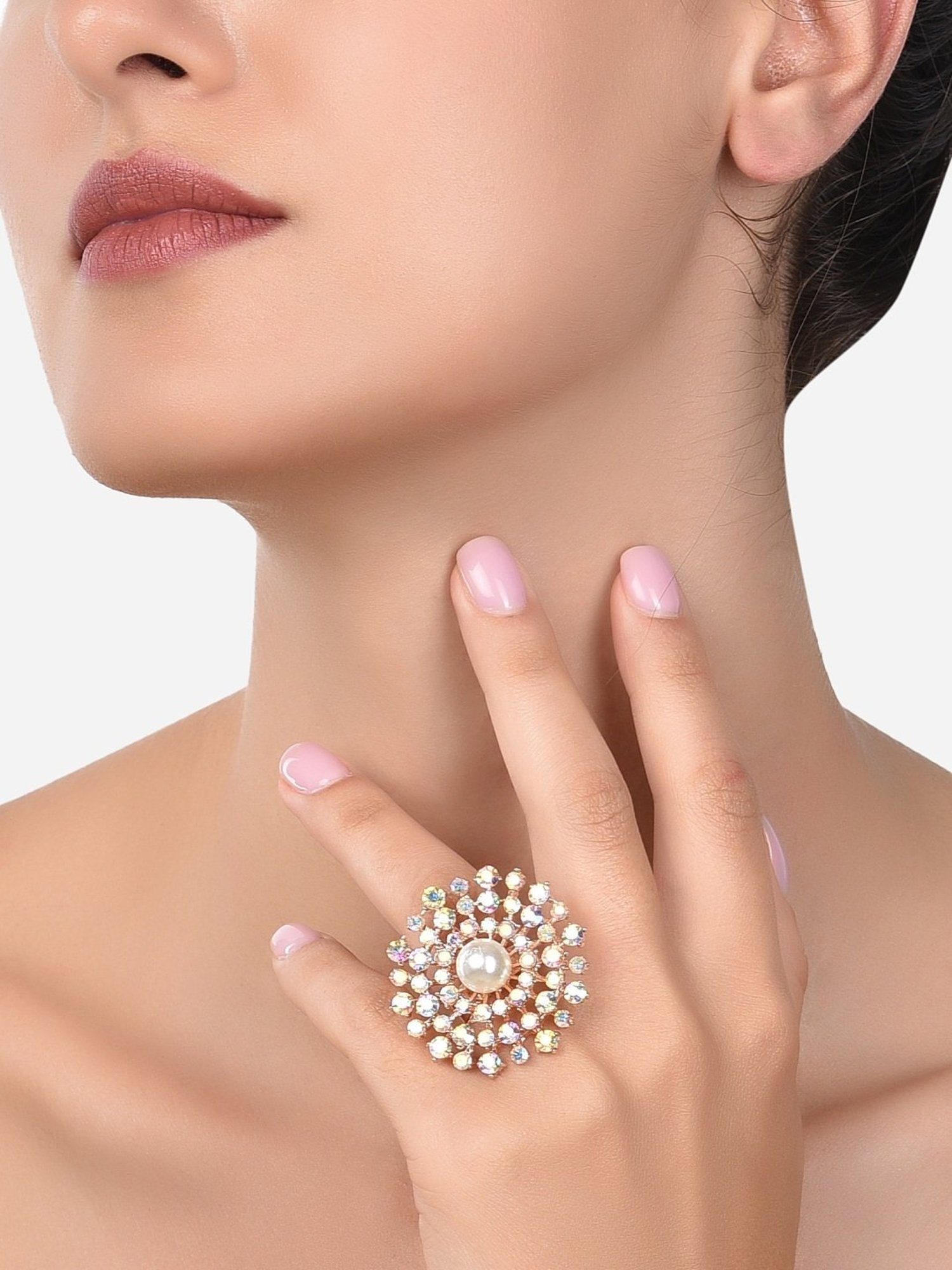 Zaveri Pearls Kundan & Austrian Diamond Choker Necklace with Earring & Ring  Set - Absolutely Desi