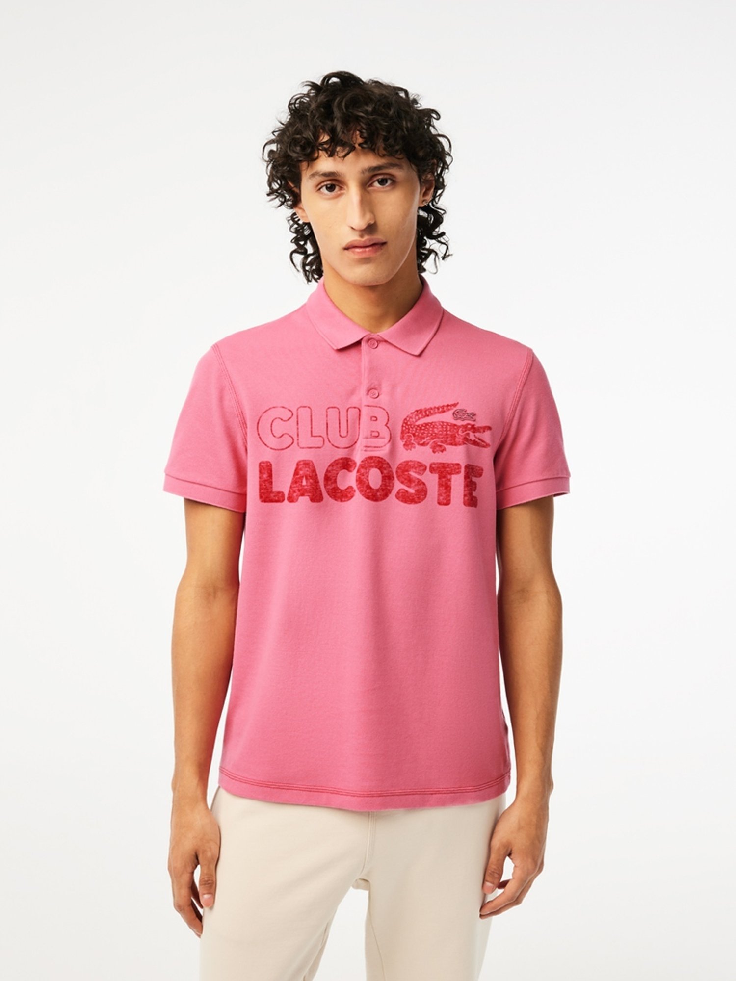 Lacoste pink best sale polo t shirt