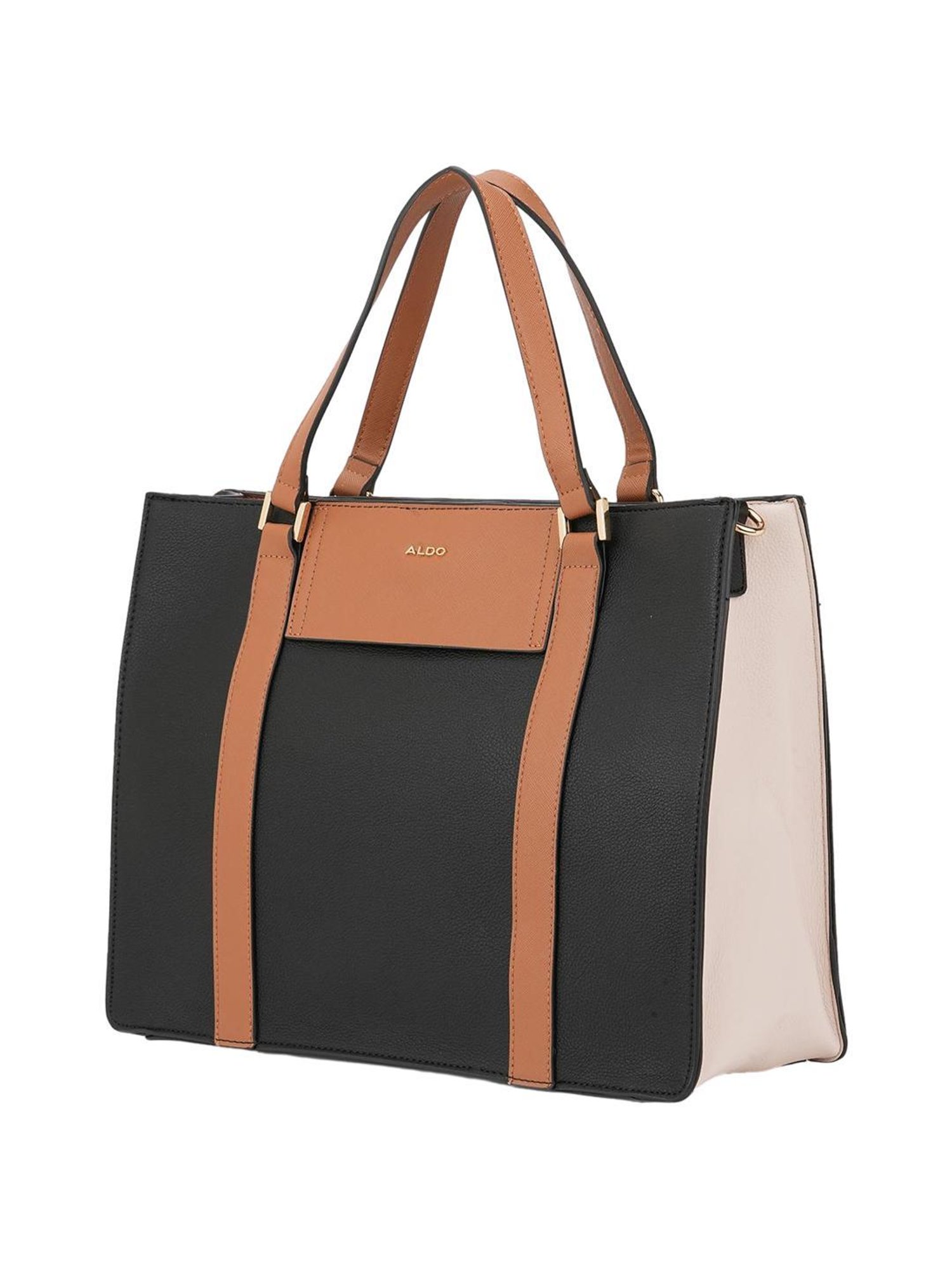 Buy Aldo Allanbrooke Black Color Block Large Tote Handbag Online