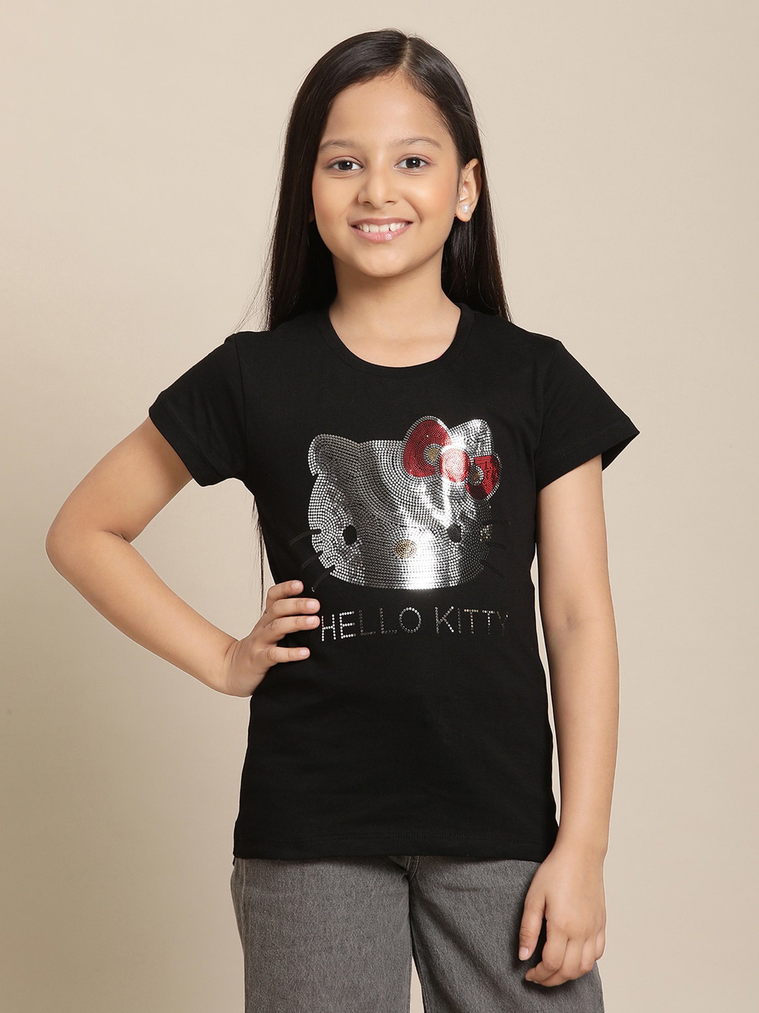 Hello Kitty By Kidsville Girl's Regular fit T-Shirt