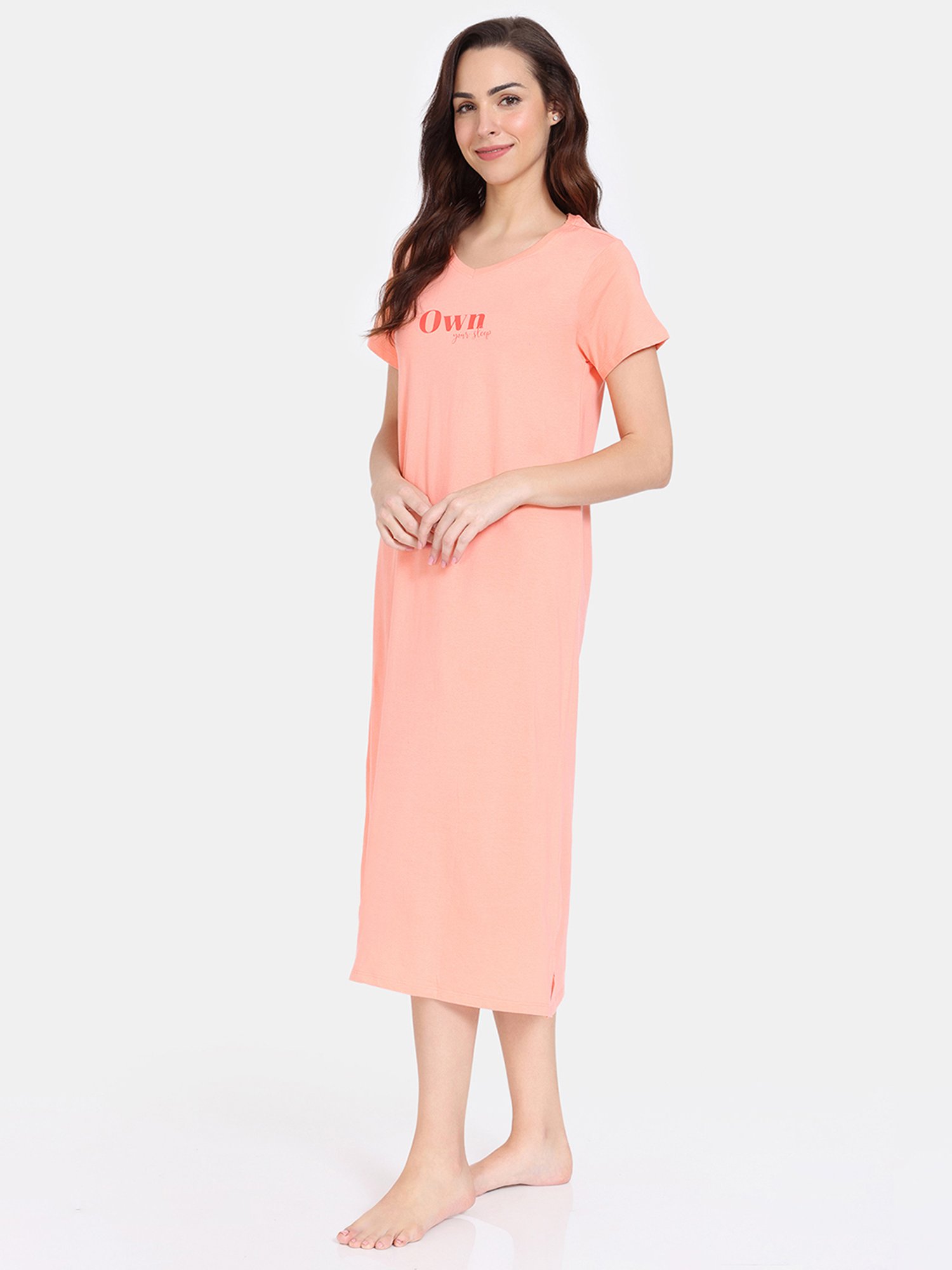Buy Zivame Country Songs Knit Cotton Knee Length Nightdress - Bay at Rs.648  online | Nightwear online