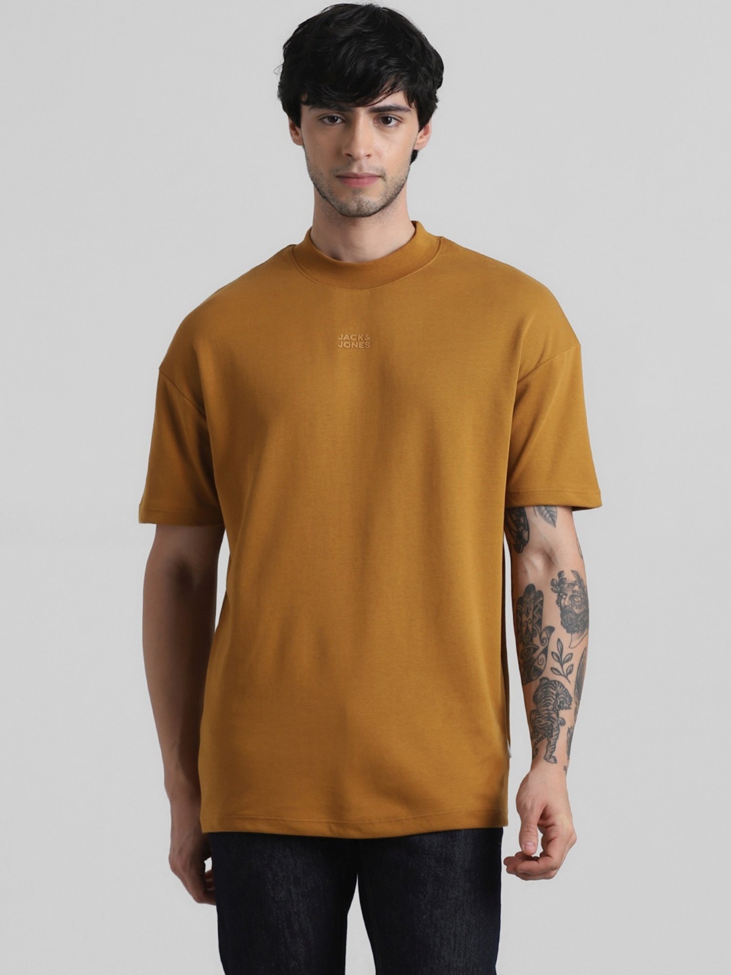 Buy Jack & Jones Golden Brown Slim Fit T-Shirt for Mens Online