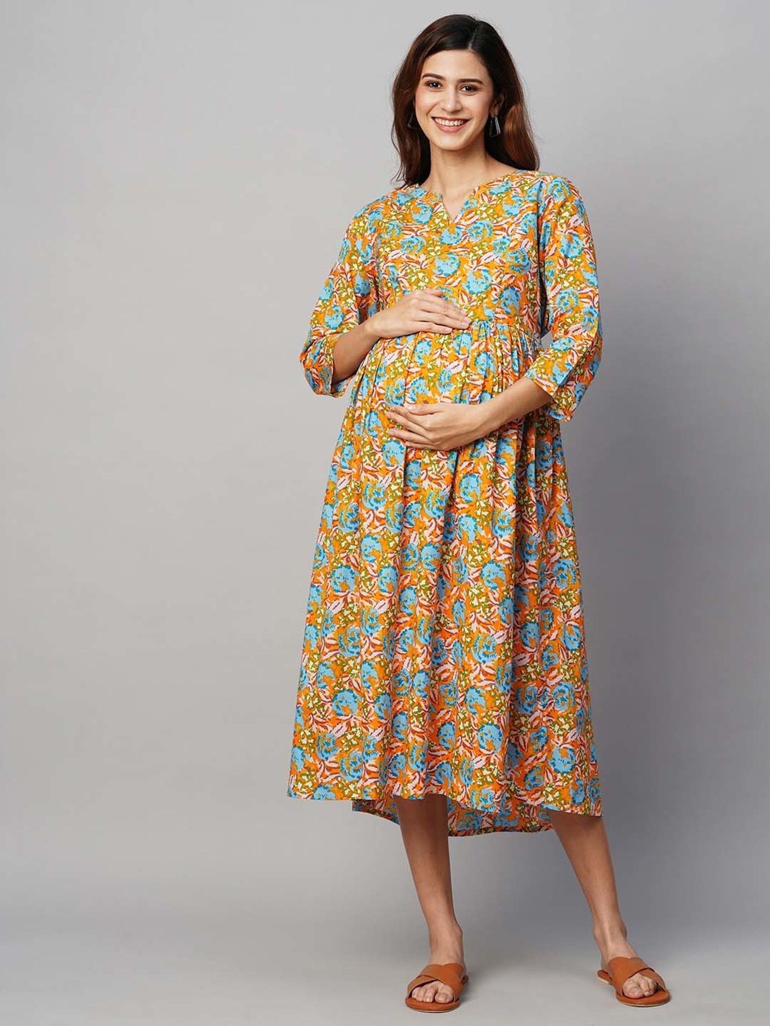 Buy online Women Floral Maternity Wear Dress from clothing for Women by  Moms Maternity for ₹1149 at 54% off | 2024 Limeroad.com