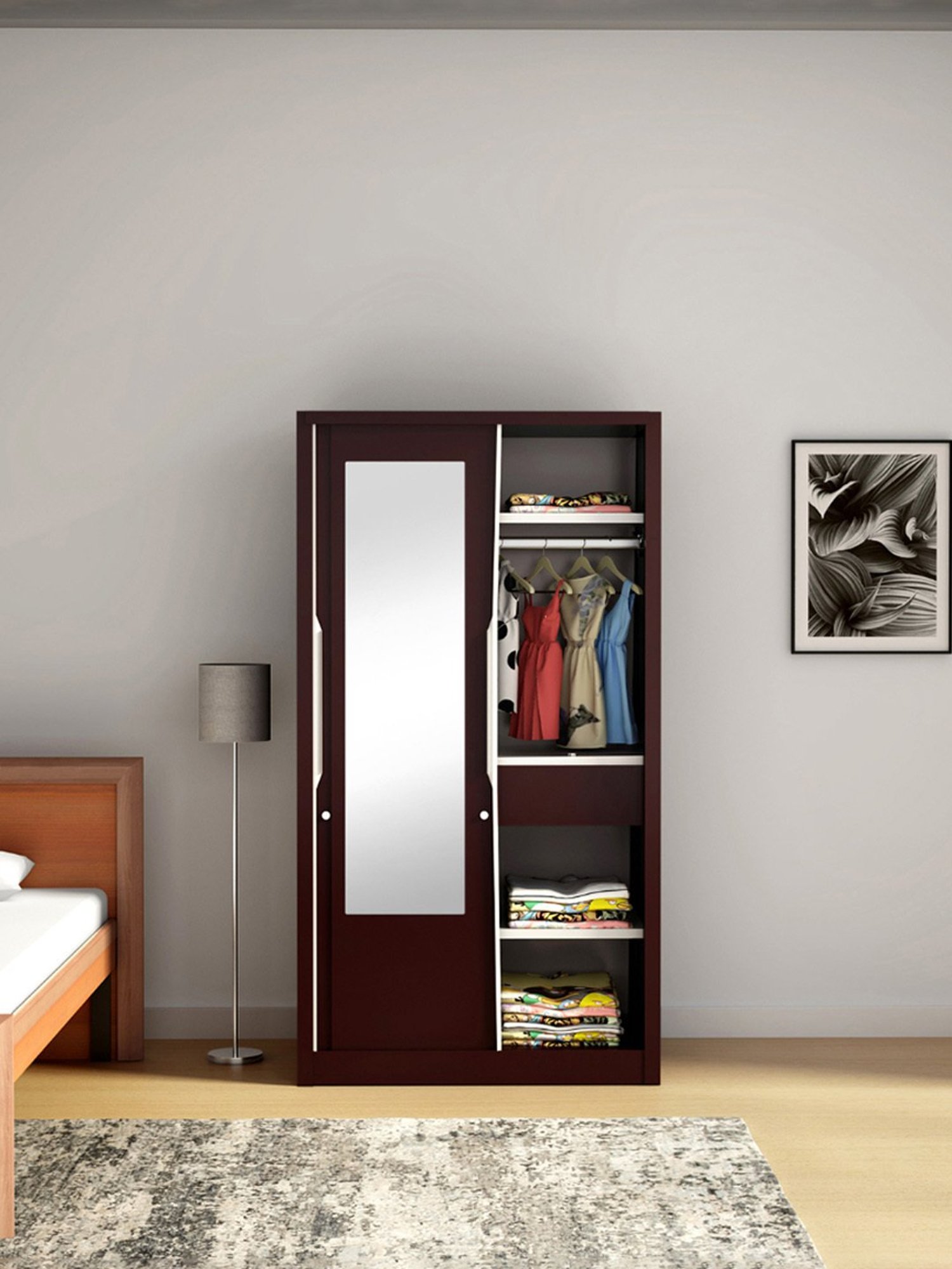 GODREJ INTERIO Slimline Fantasia 2 Door Steel Almirah with Locker