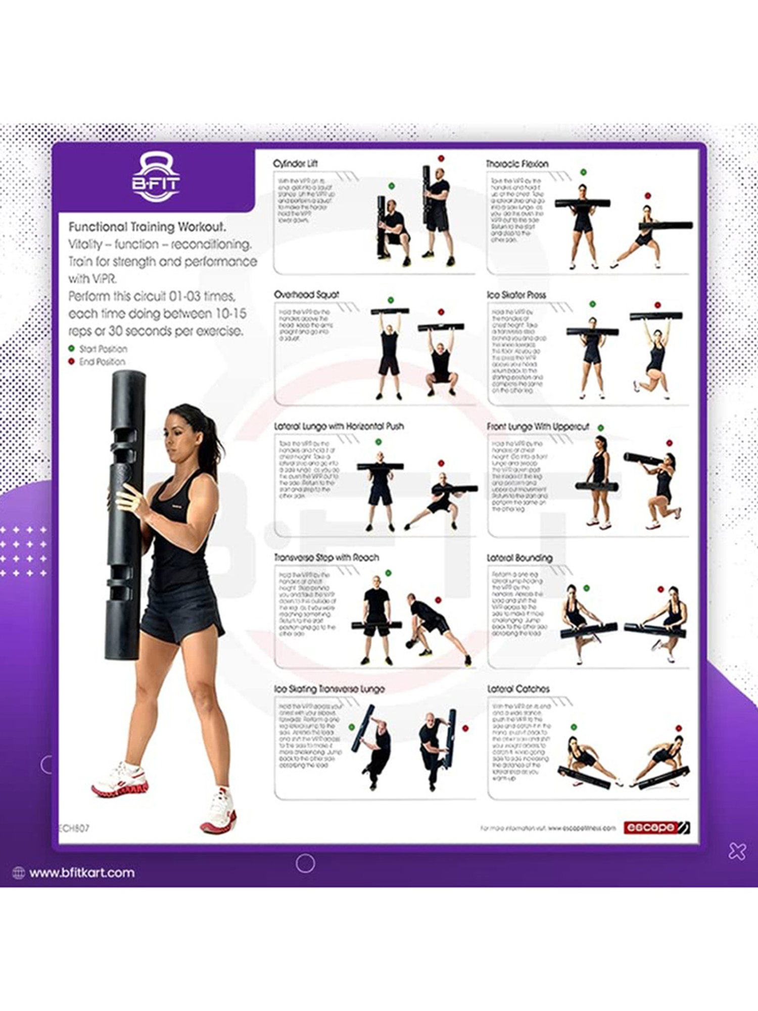 B Fit 4 kg ViPR Fitness Tube Functional Training Rubber VIPR