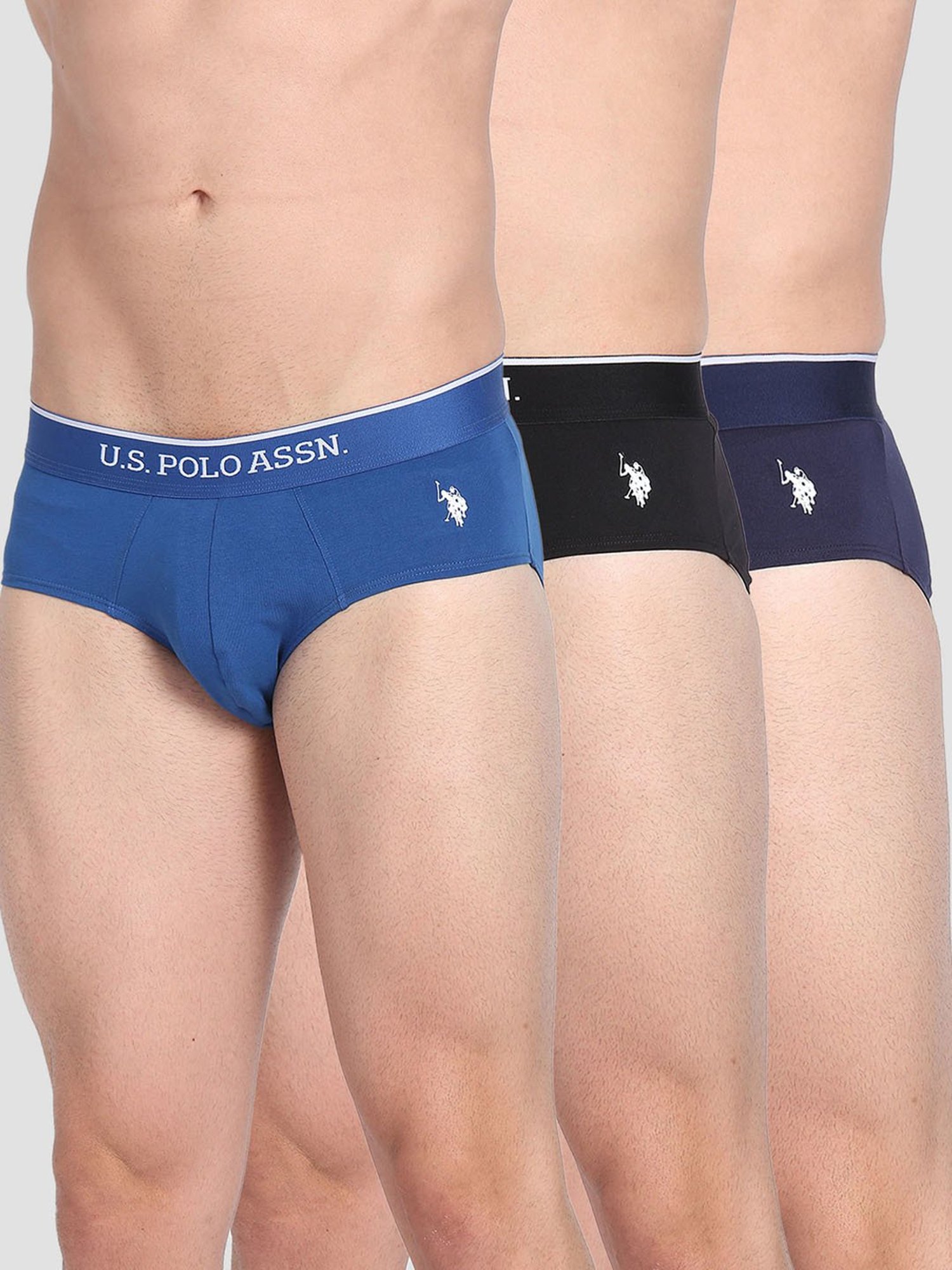 U.S. Polo Assn. Multicolor Cotton Regular Fit Briefs - Pack Of 3