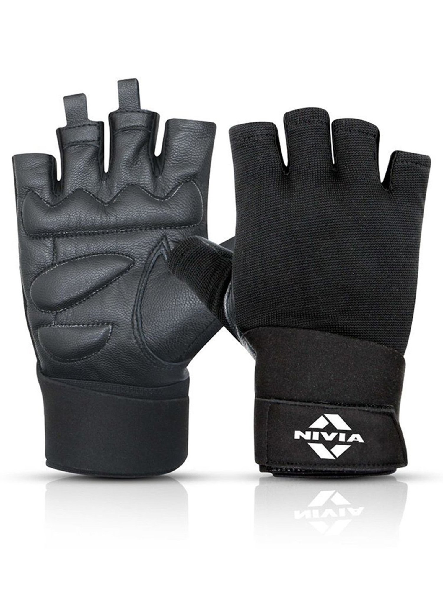 Nivia Leather Weightlifting Gym Gloves Black Size L