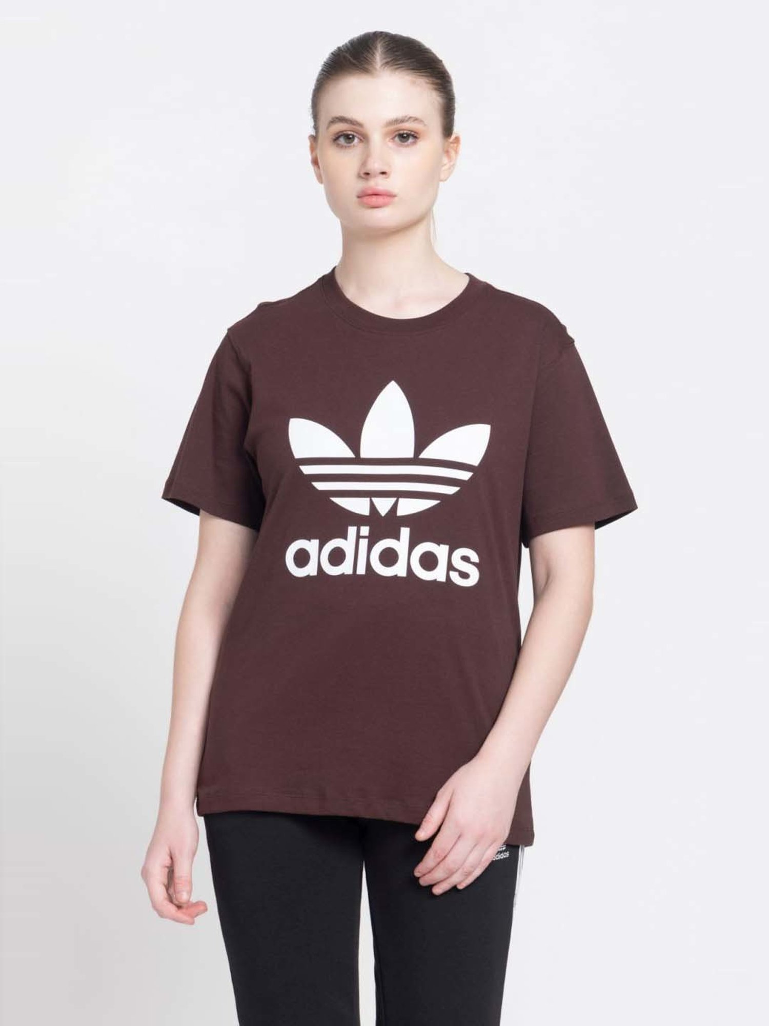 Adidas originals t shirt women's maroon sale