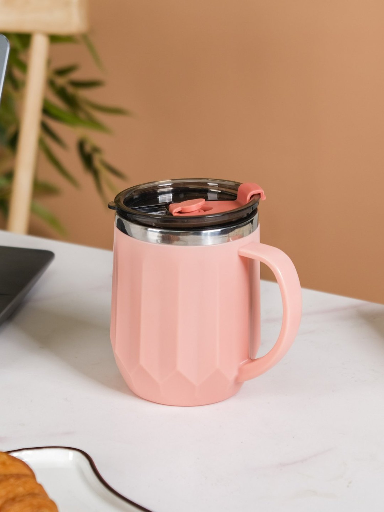Buy Nestasia Matte Pink Travel Tea & Coffee Mug (400 ML) at Best