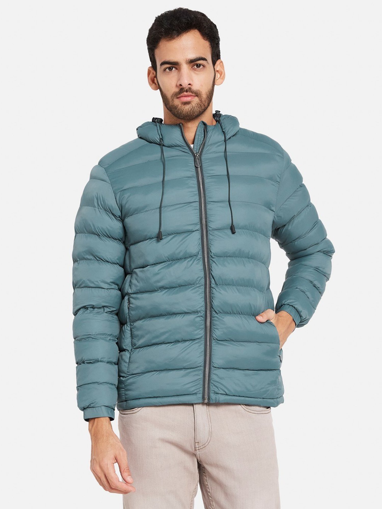 Light blue hooded on sale jacket