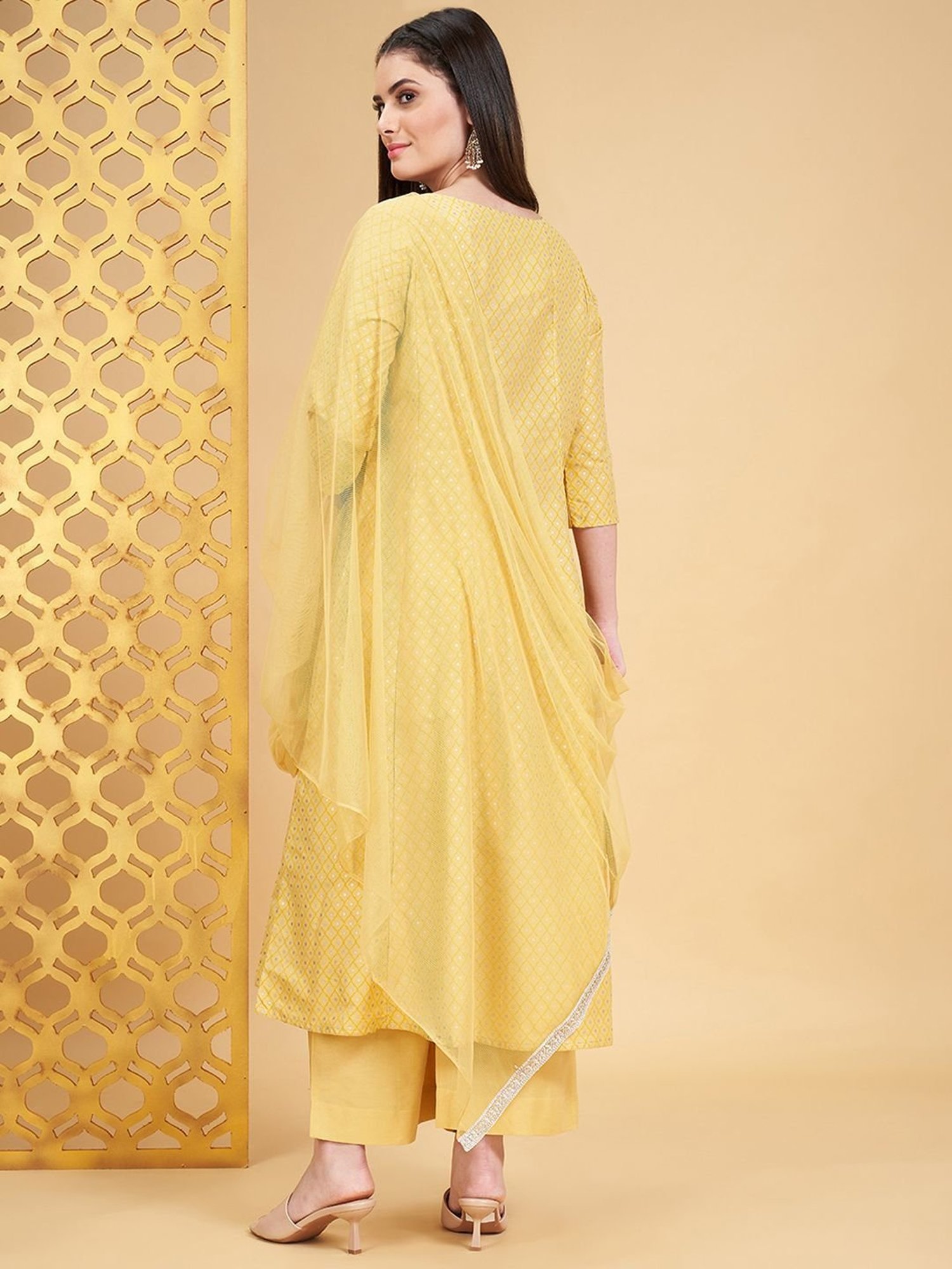 Rangmanch Women Ethnic Yellow Churidar Kurta Dupatta Set - Selling Fast at