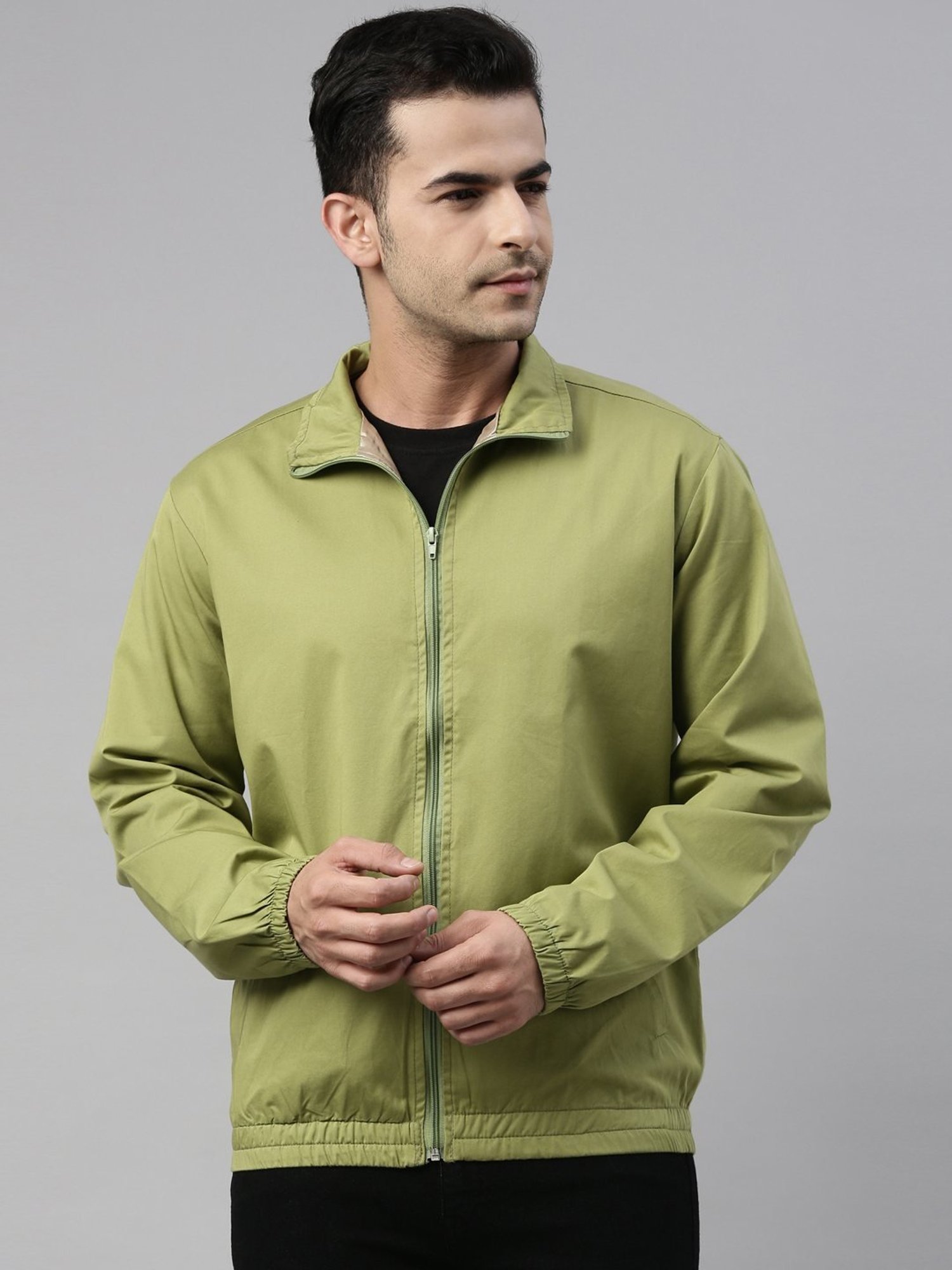 CINOCCI Green Cotton Slim Fit Jacket