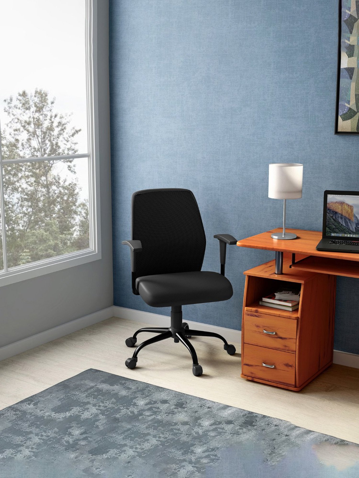 Buy Godrej Interio Poise Black Blue Mild Steel Study Chair at