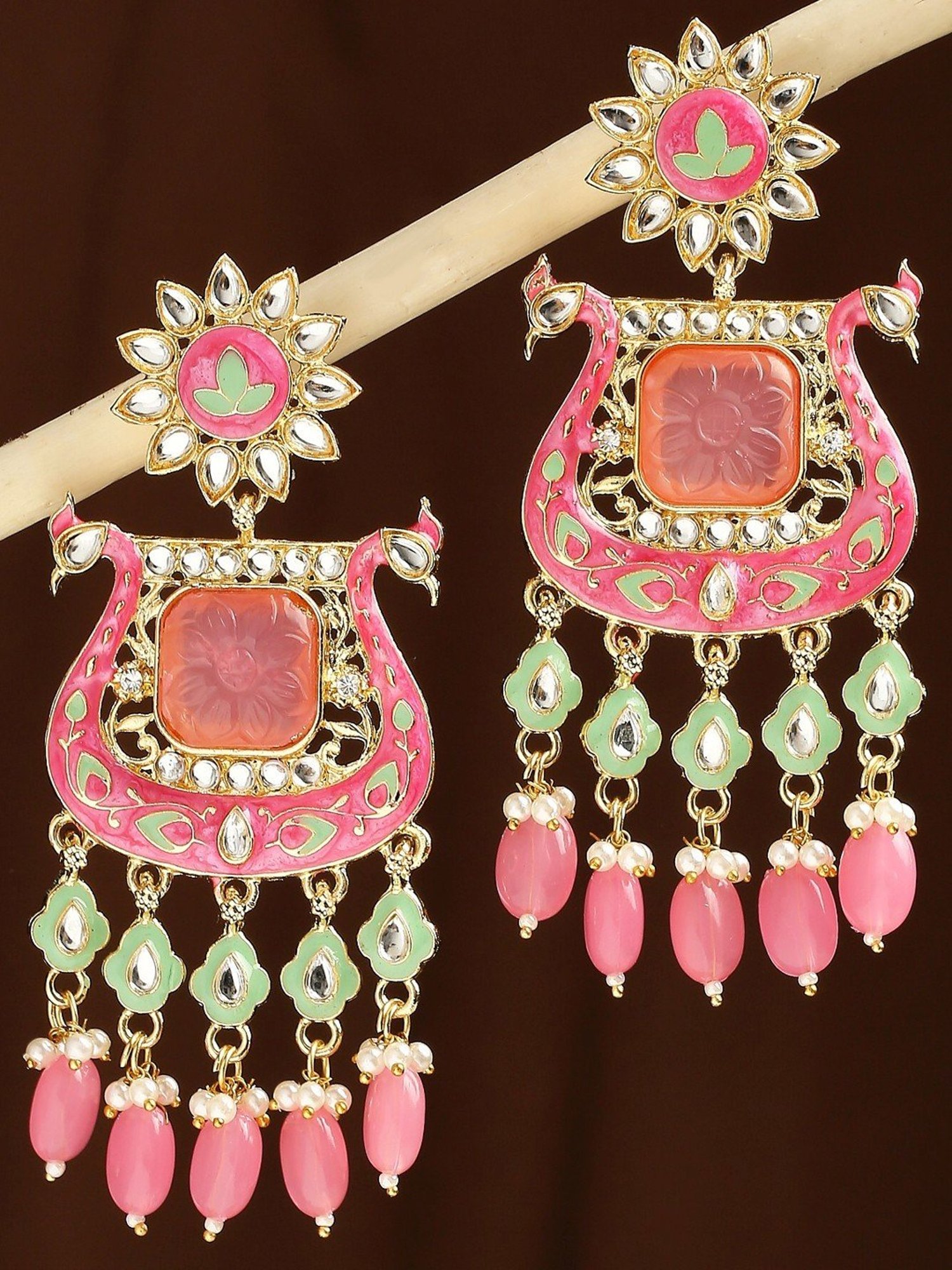 Pink And Golden Earrings 2024 | favors.com