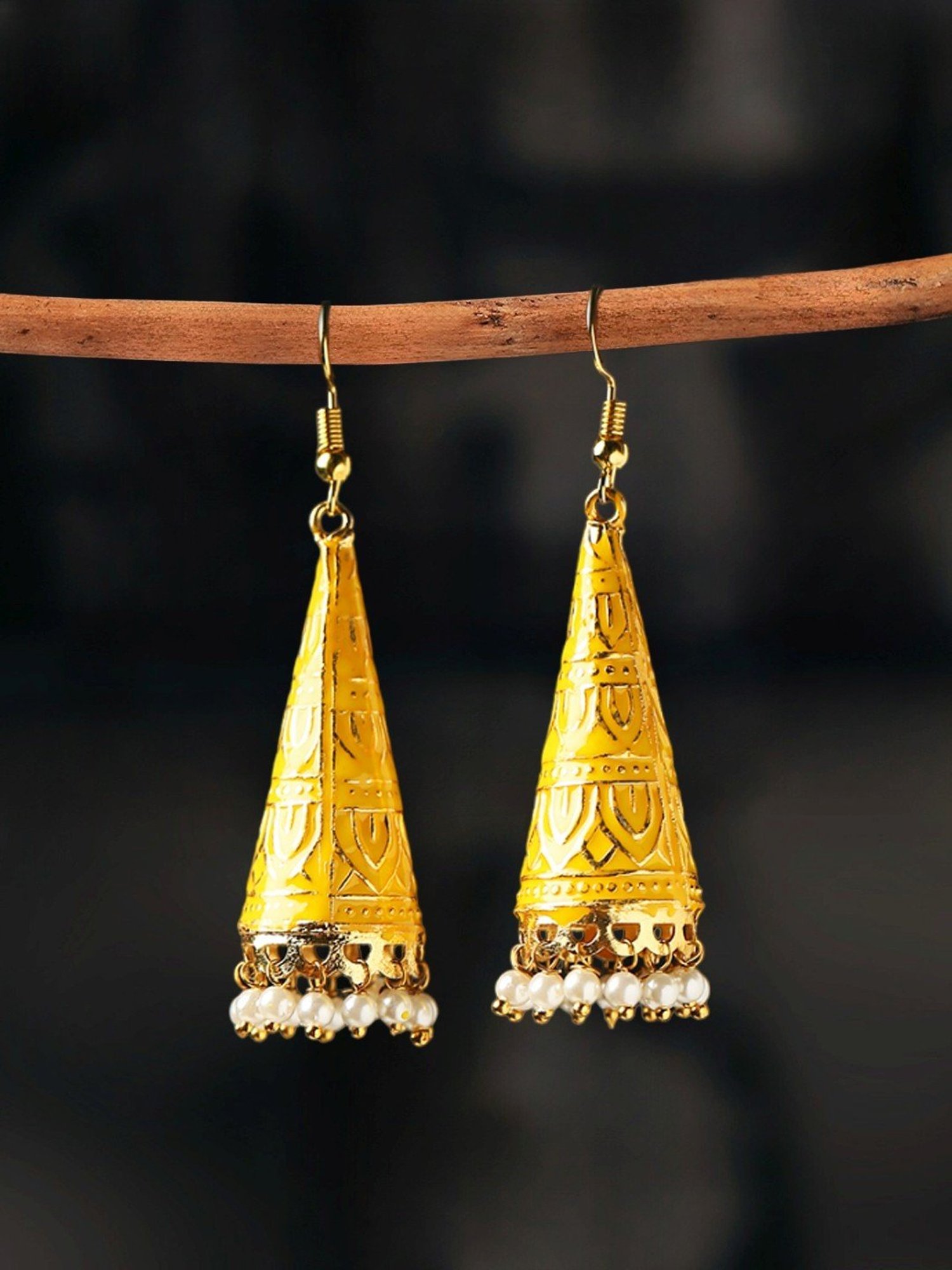 Cone shaped sale gold earrings