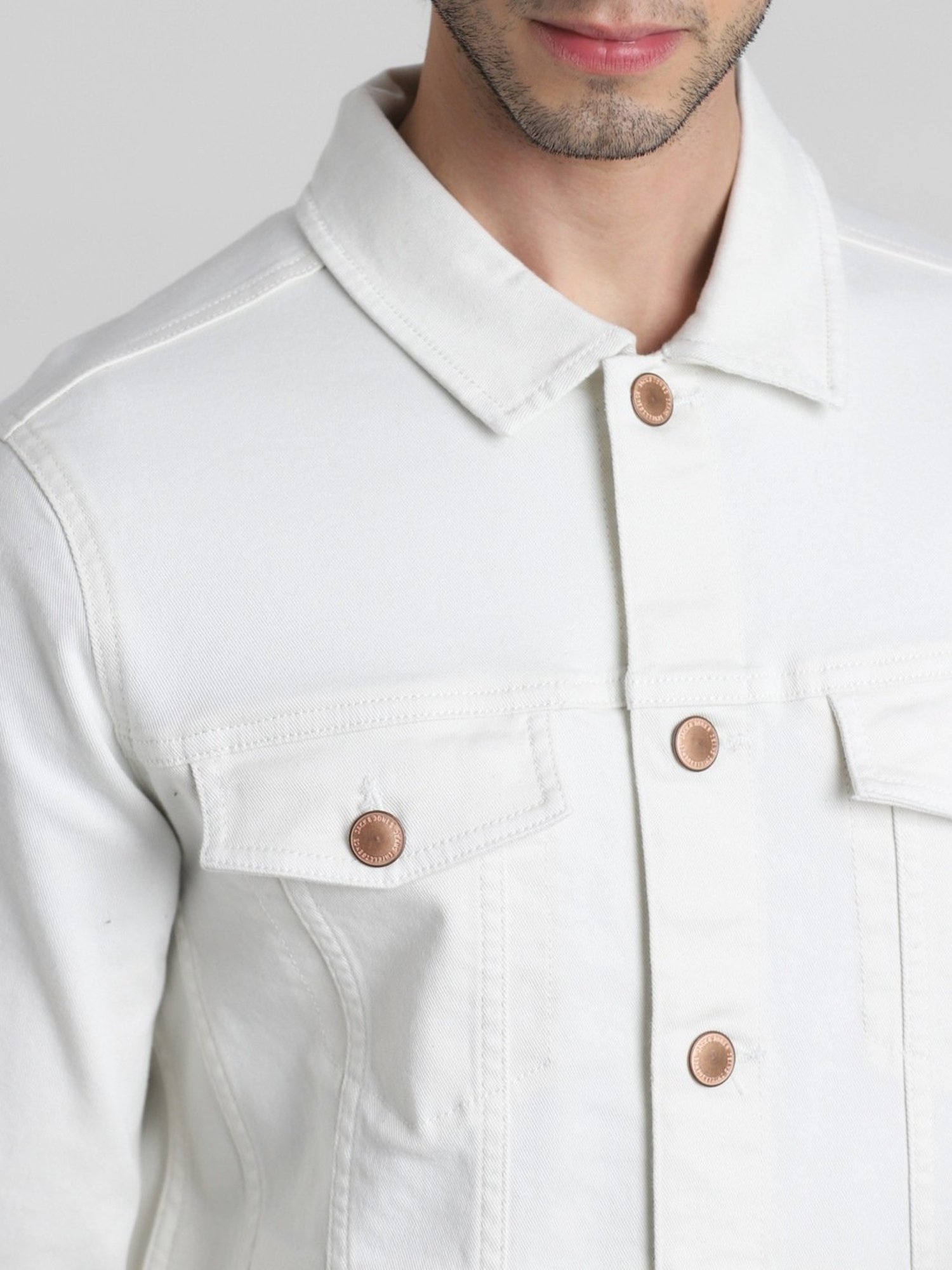 Buy HIGHLANDER Men White Solid Denim Jacket - Jackets for Men 10874696 |  Myntra