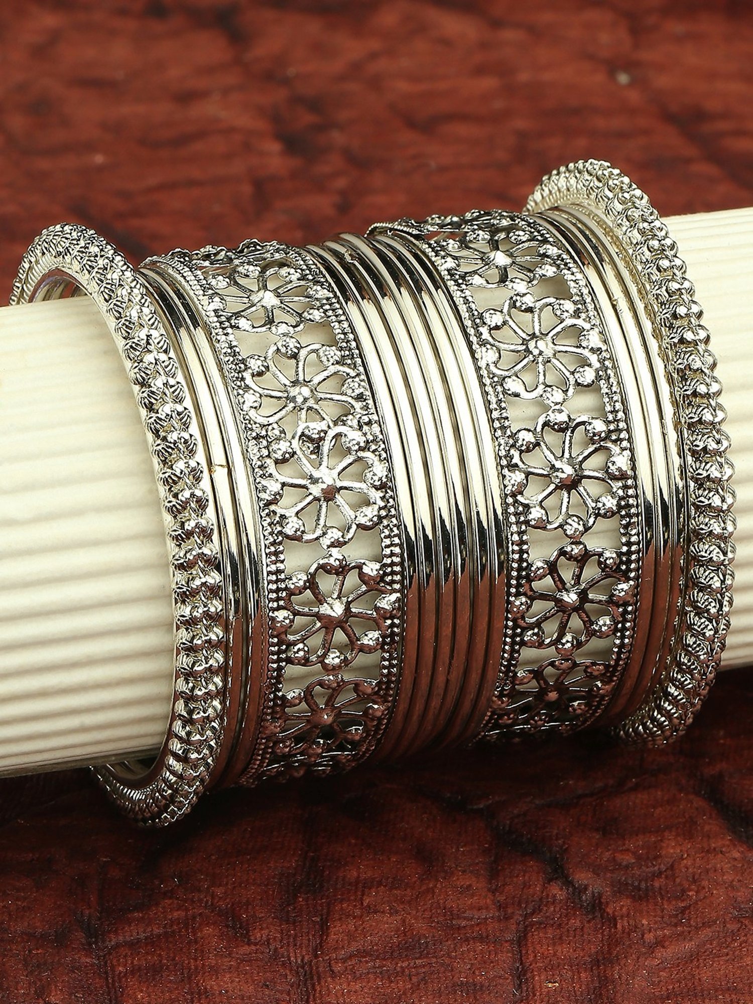 Buy Oomph Silver Classic Bangles for Women Online At Best Price