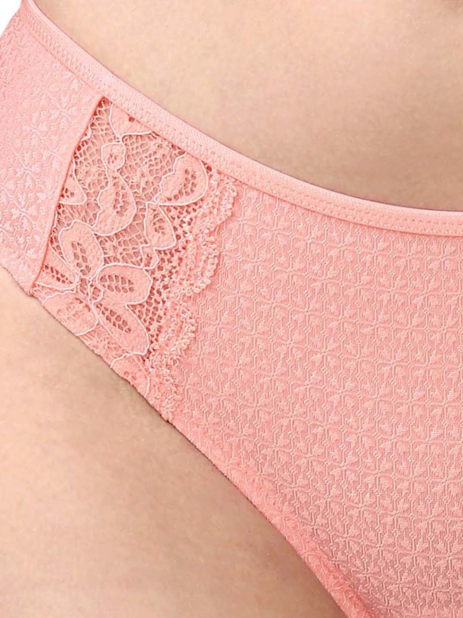 Soie Pink Lace Work Everyday Bra Panty Set