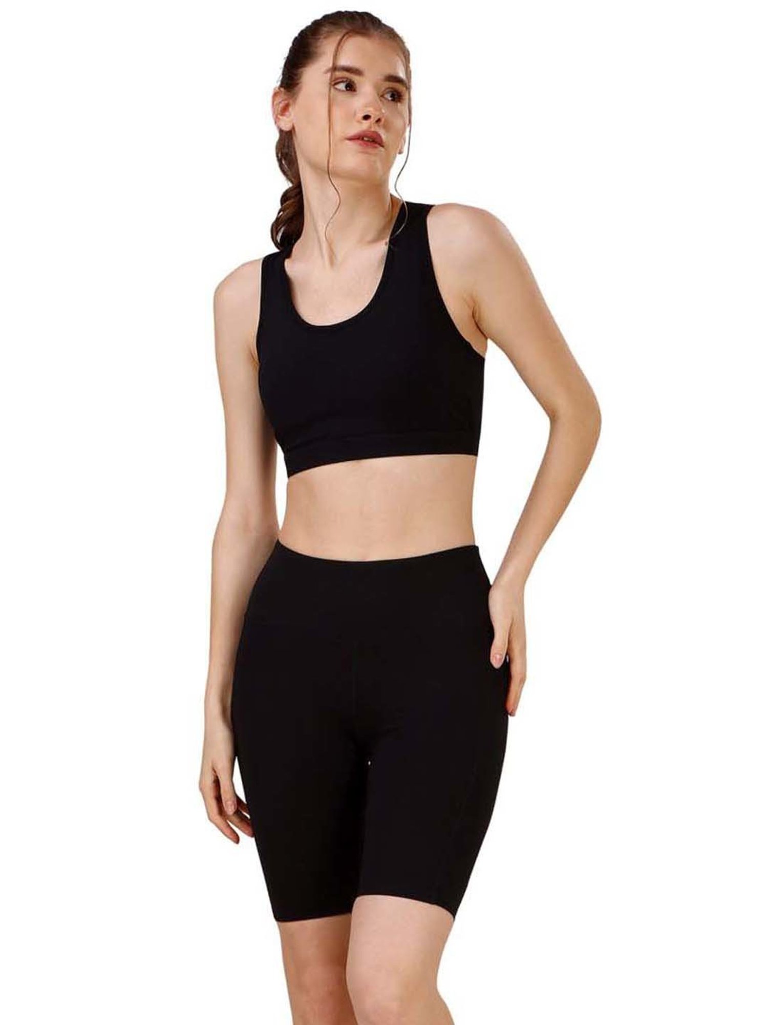 Black sports bra and shorts online