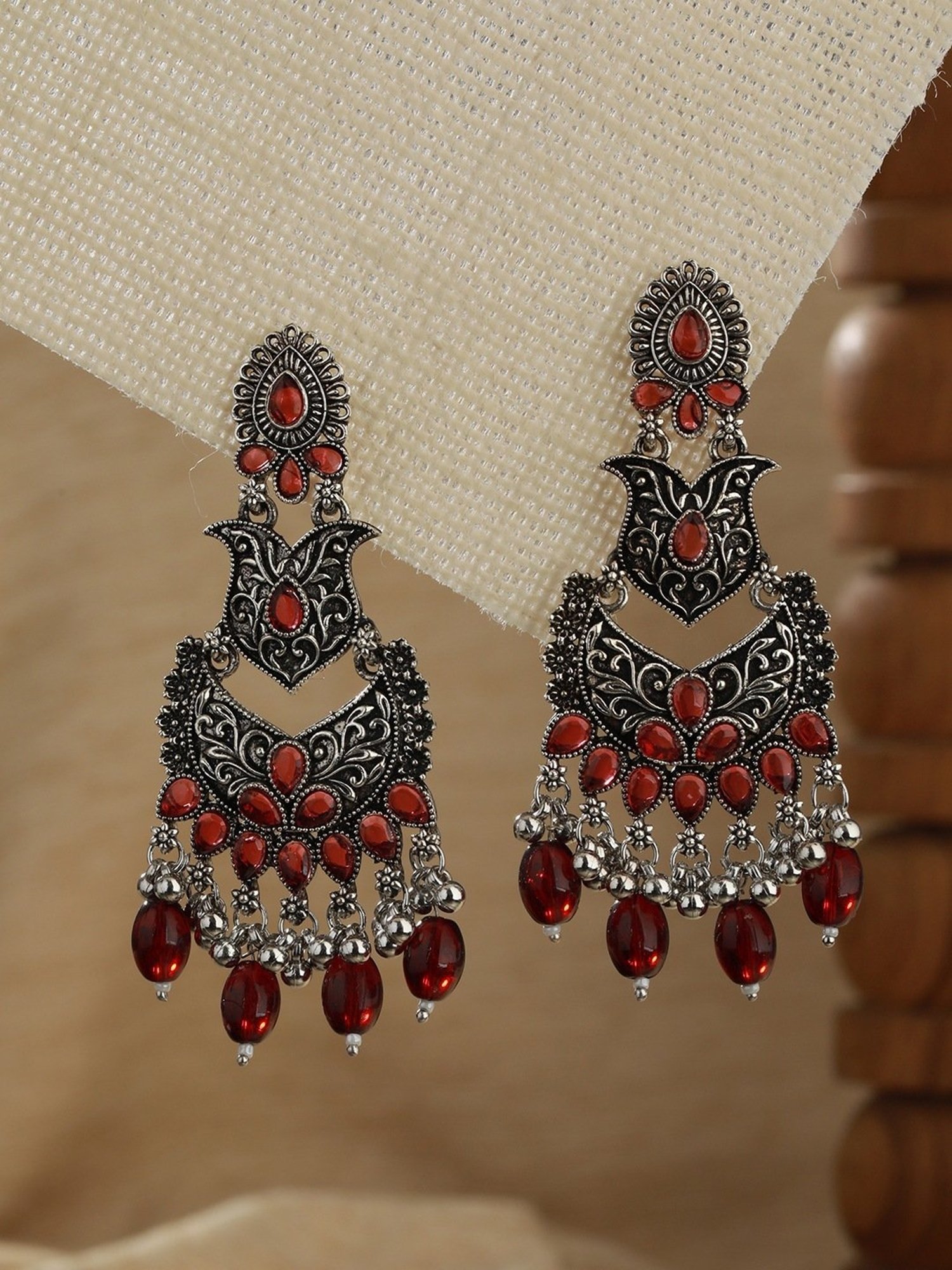 Buy Oxidised Red & Green Brass Earrings (Earrings) for INR699.00 | Biba  India