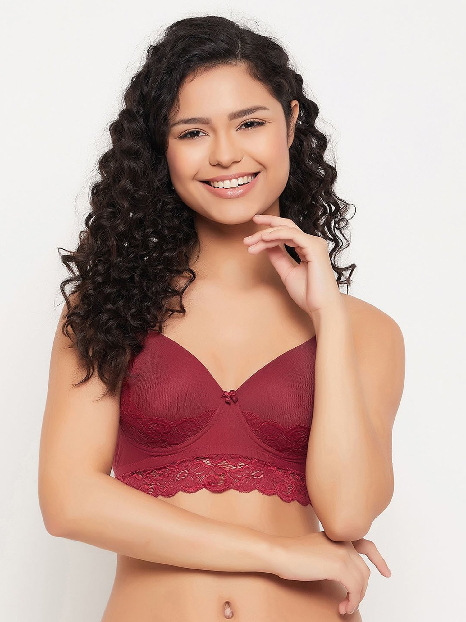Lace Non-padded Wirefree Bra In Red, Bras :: All Bras Online Lingerie  Shopping: Clovia