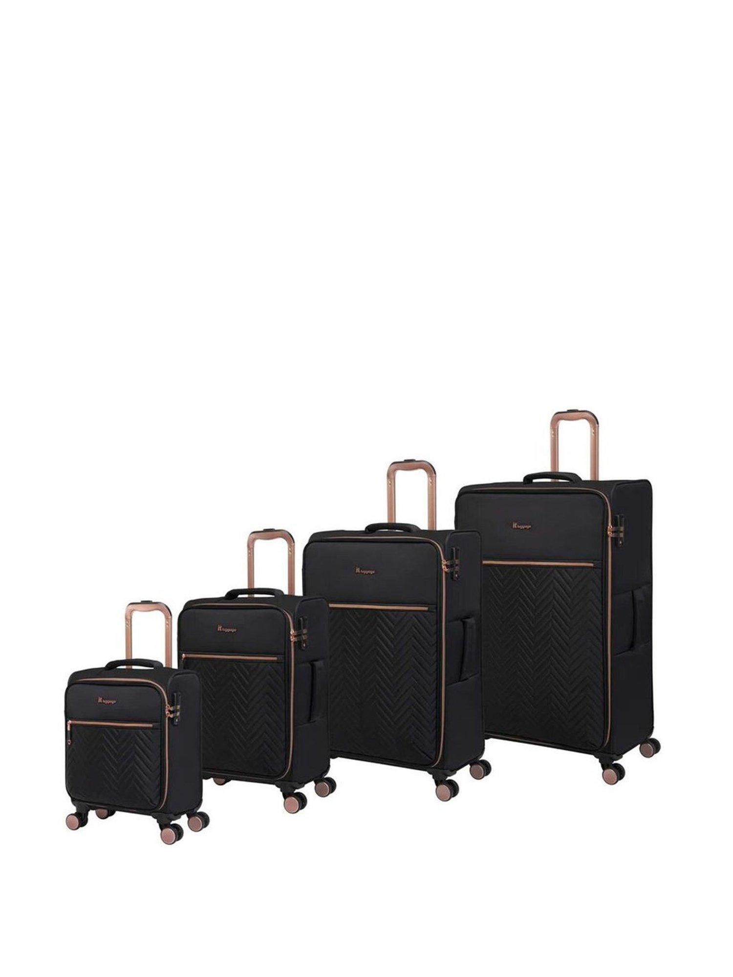 It luggage divinity black & best sale rose gold trim quilted suitcase