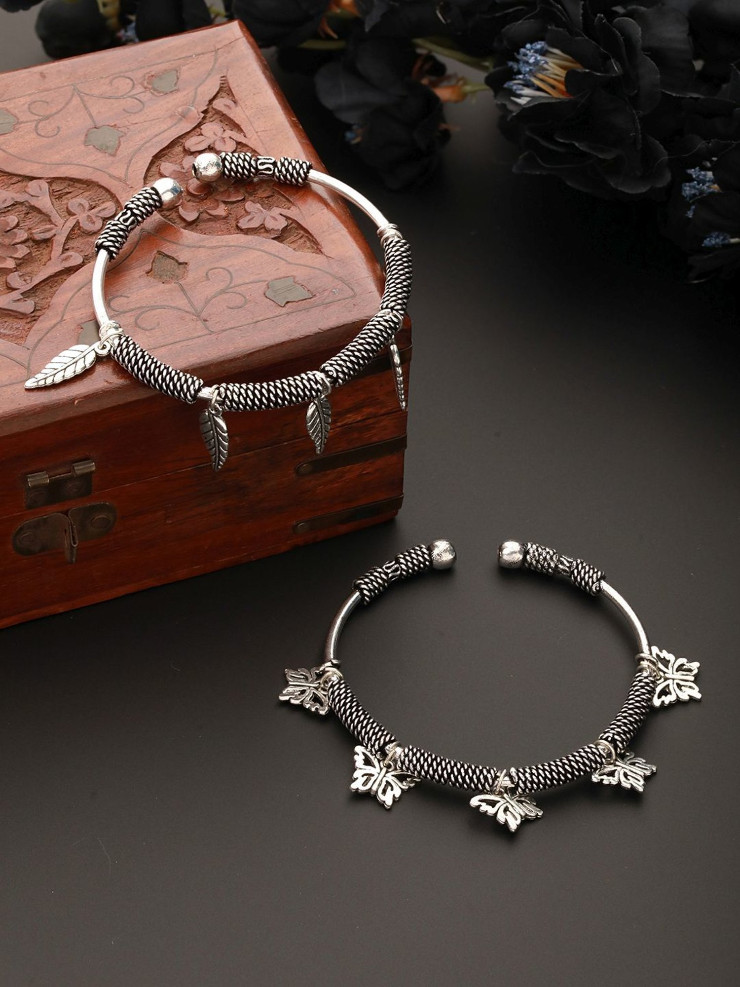 Buy Aatmana Silver Flexible fit Bracelet Online At Best Price