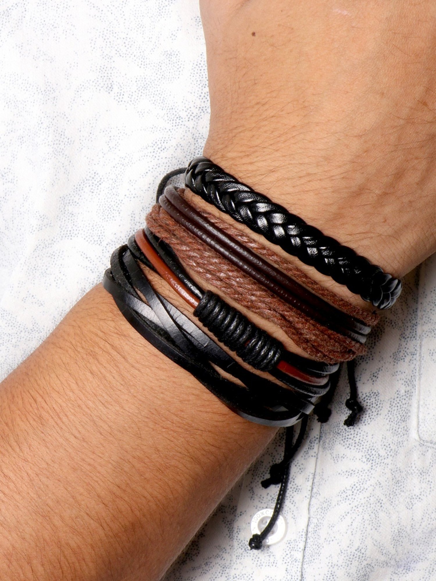 Buy Joker & WItch Black & Brown Mason Stackable Bracelet Online At