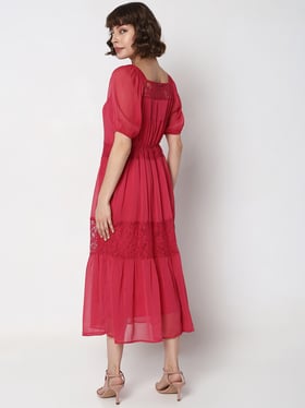 chinese dress ladies MARQUEE Pink Floral Lace Fit & Flare Dress main image 1