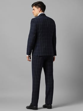 Louis Philippe Navy Slim Fit Checks Two Piece Suit